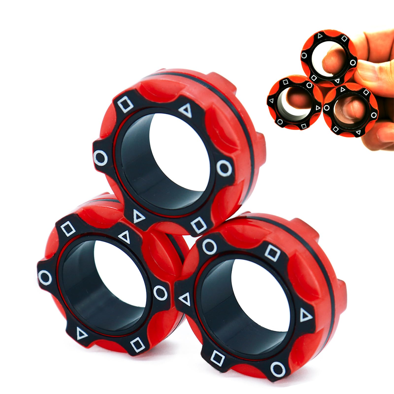 Aionly Magnetic Rings, Finger Spinner Fidget Toys, Stress Relief Toys for Anxiety, Magnetic Fidget Toy For Ages 4-10, Christmas Stocking Filler Gift For Boys Girls 4 5 6 7 8 Years Old (red)