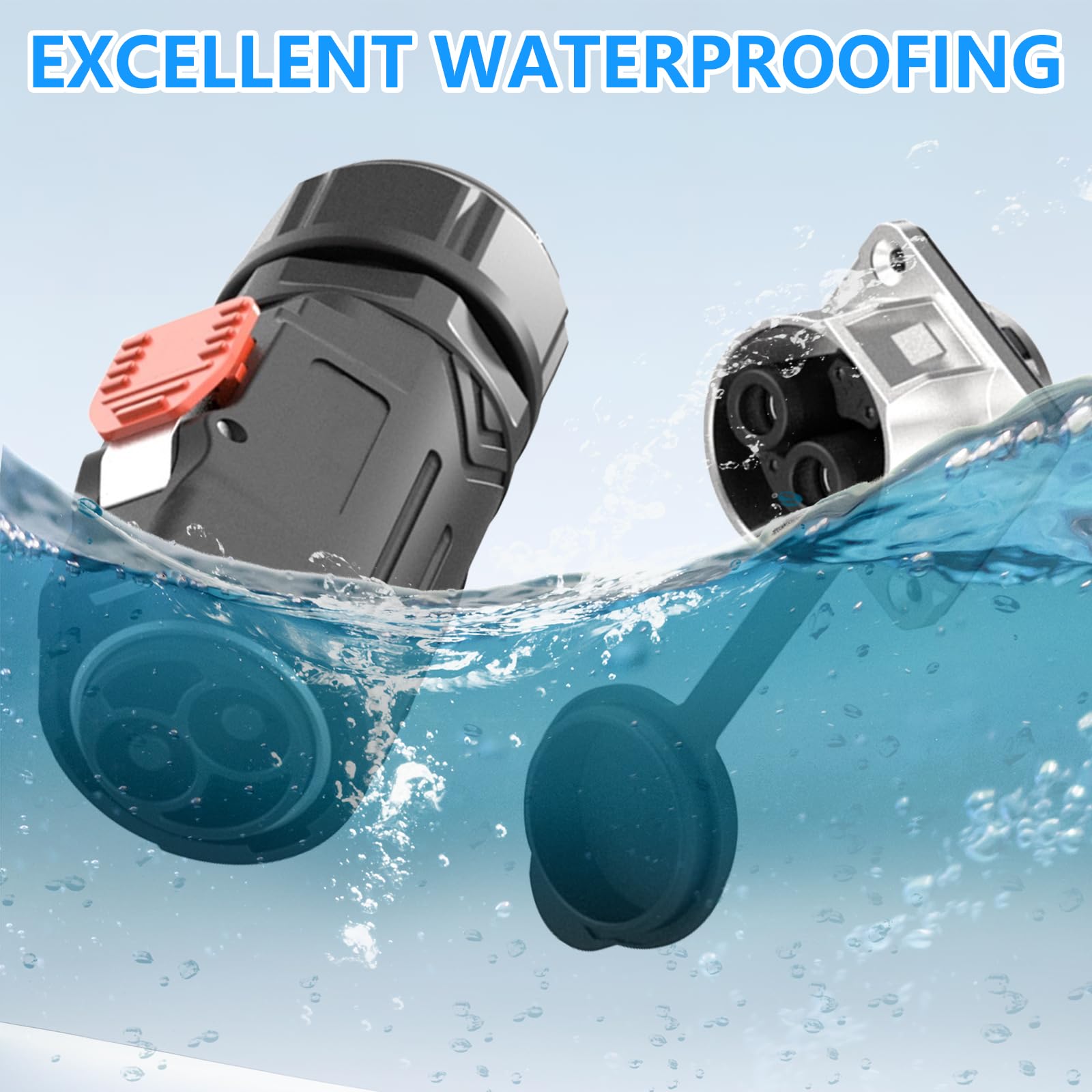 Steckerbuchsen für Boots-Trollingmotoren, 2-Poliger 120A Steckerbuchsensatz Wasserdichter IP67 Metallischer Energiespeicheranschluss Kompatibel mit Kabeln mit Durchmessern von 8,5–11,5 mm