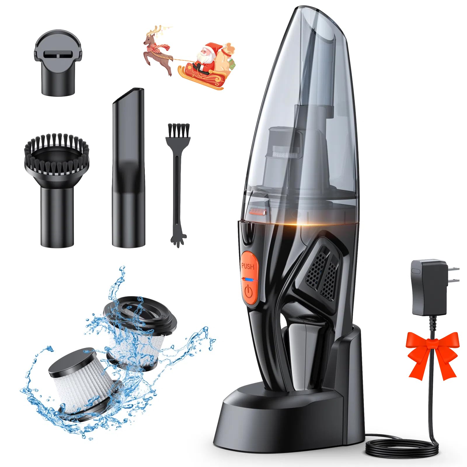 Powerful Cordless Handheld Vacuum Cleaner with Fast Charging Dock - High Suction, LED Light, HEPA Filters for Home, Car, Office - Wet/Dry Cleaning