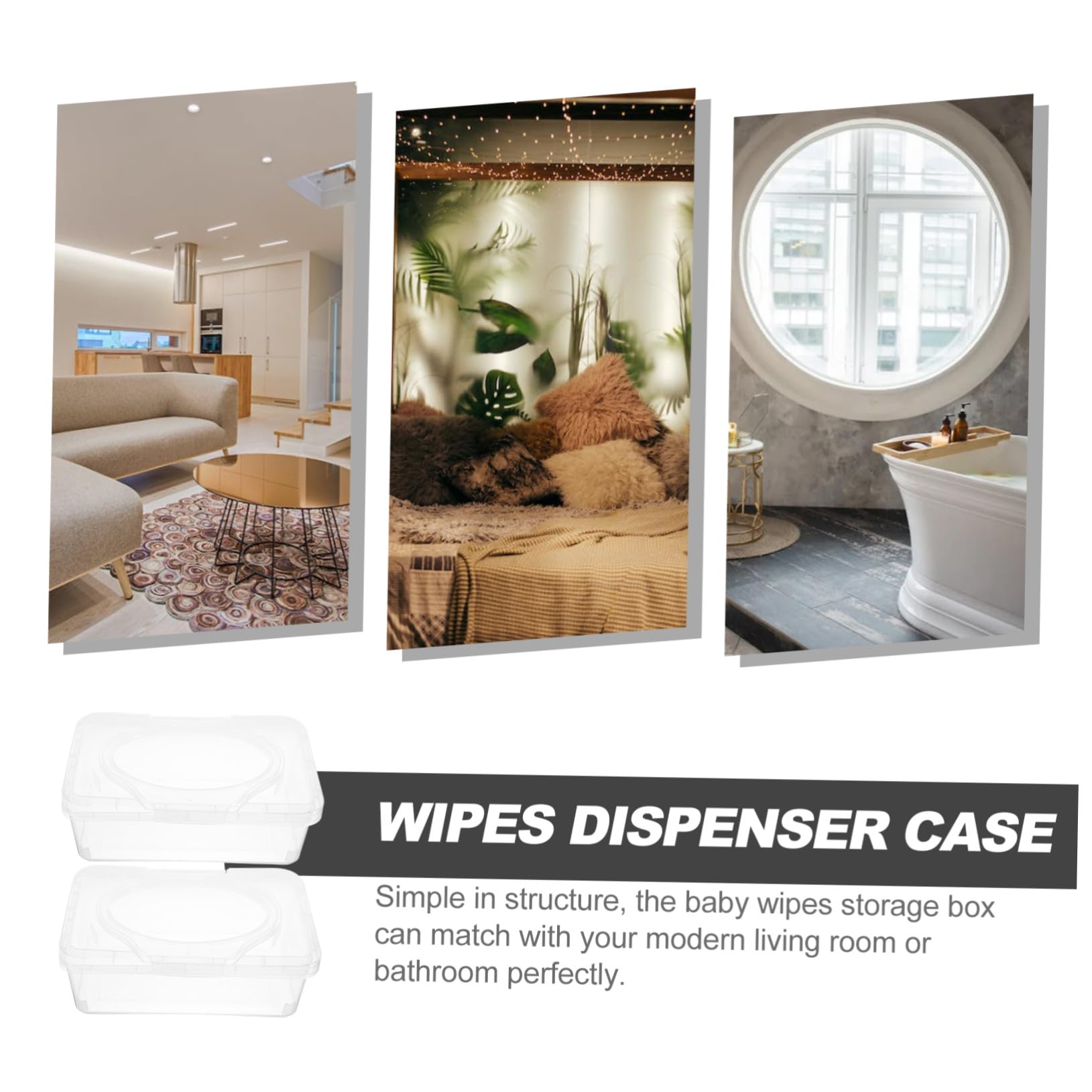LIFKOME 2 piezas Caja Dispensadora de Toallitas Húmedas con Tapa Transparente Diseño Ergonómico para Abrir Mano Resistente y Fácil de Usar para Baño y Cuidado del Pack de Unidades