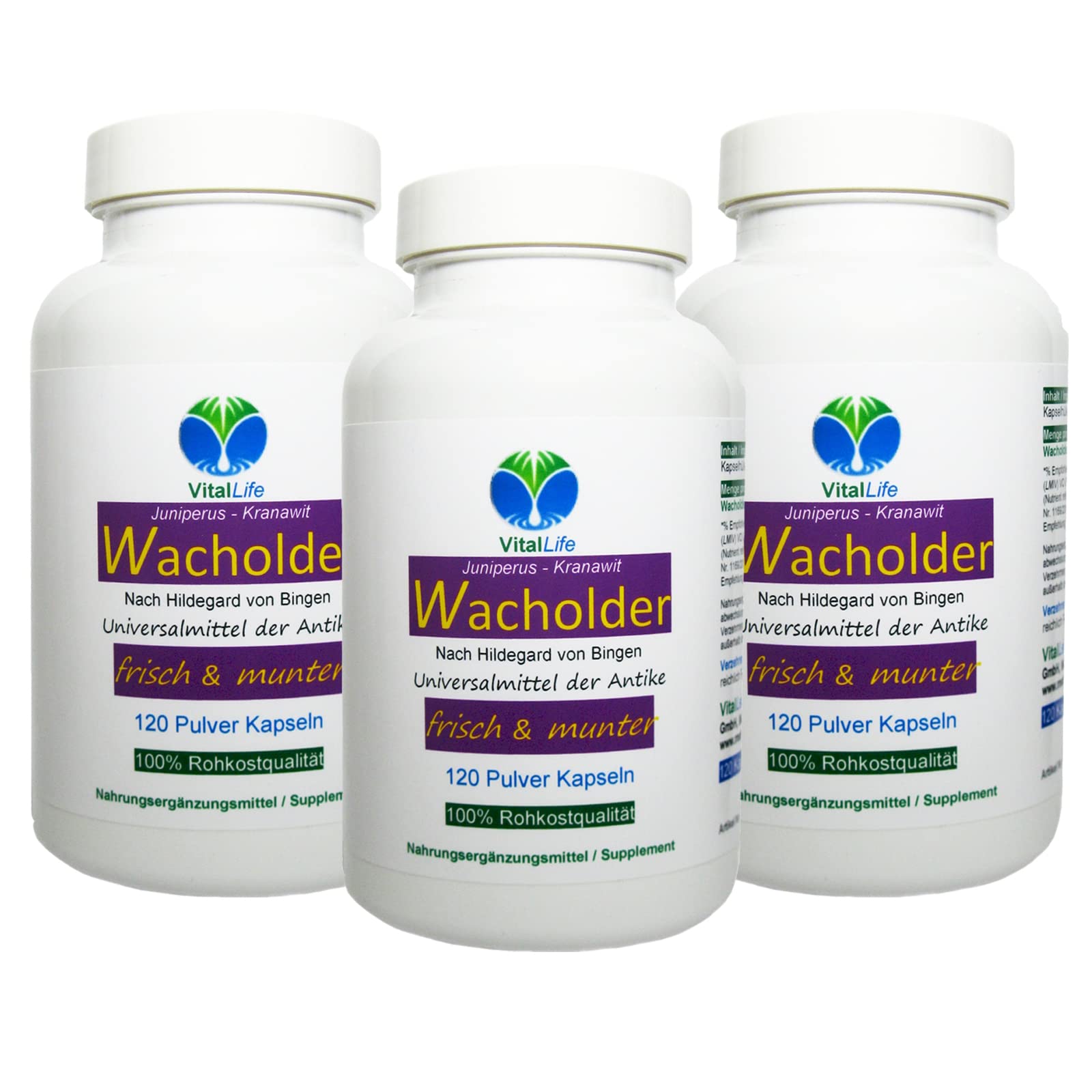 WACHOLDERBEEREN Wacholder 360 (3x120) Kapseln VERDAUUNG Blähungen Völlegefühle Sodbrennen Nieren durchspülen + Wasser ausscheiden. Magen Darm Leber Galle. 100% NATUR pur. 82900-3