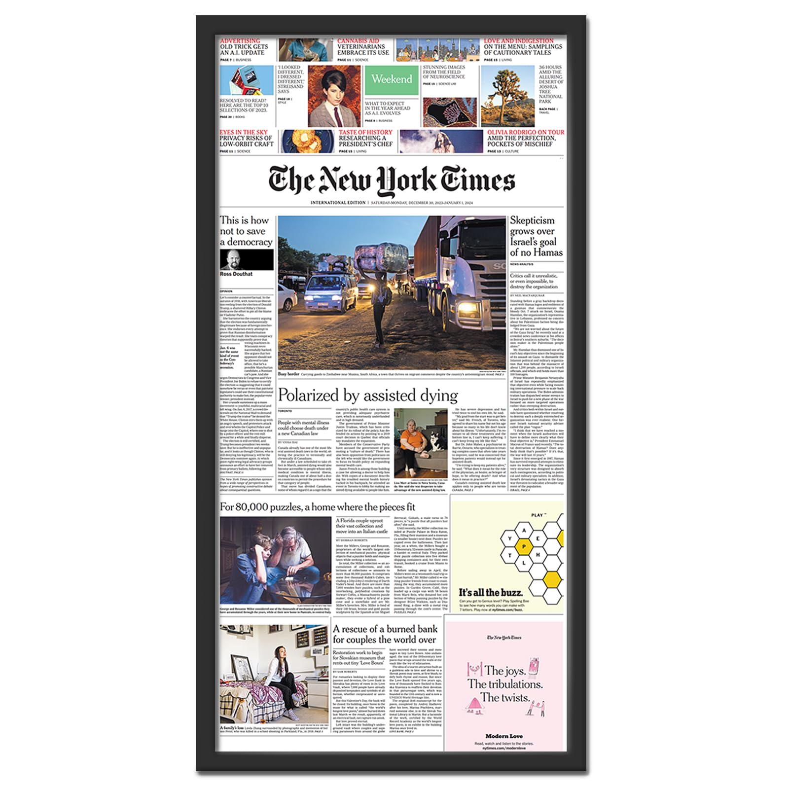 View 1 of 11x22 Newspaper Frame for News Paper Front Page&Display Picture Black 1 PCS