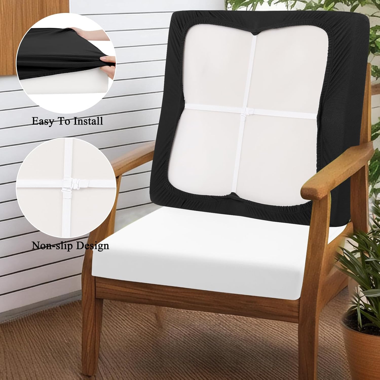 HEBE Stretch Patio Cushion Covers Set 12pcs,Waterproof Outdoor Couch Covers Replacement,Washable Reusable Seat Cushion Slipcovers for Patio Furniture Protector,Chair Cushion Cover