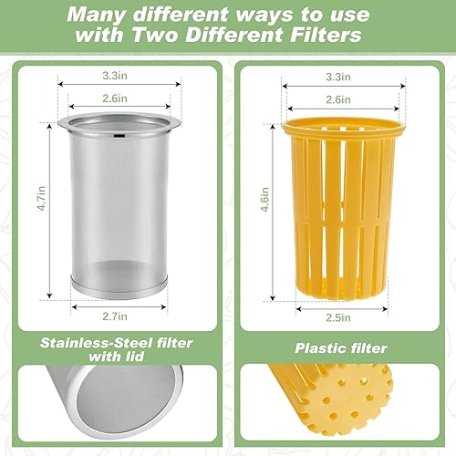 Miniatura 2 de Gerrii 2 unidades, dispensador de bebidas de plástico de 1 galón con 2 filtros, dispensador de bebidas para refrigerador, jarra de cerveza fría con