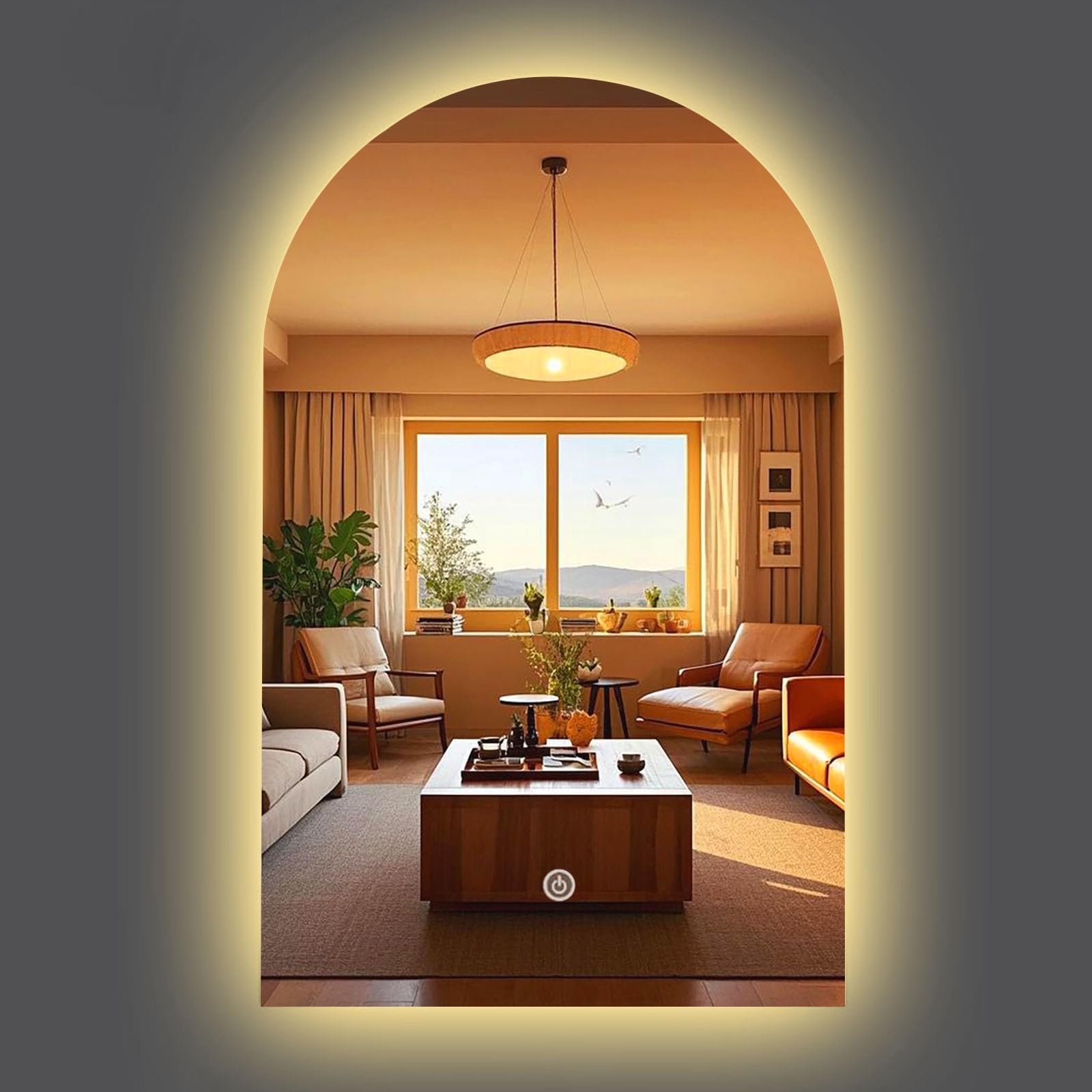 Atwnjkp LED Bathroom Mirror 50x80cm(19.7x31.5in), Arched Wall Mounted Vanity Mirror – Memory Function, HD Tempered Glass and IP44 Rated Design for Bathroom, Dressing Area and Hallway