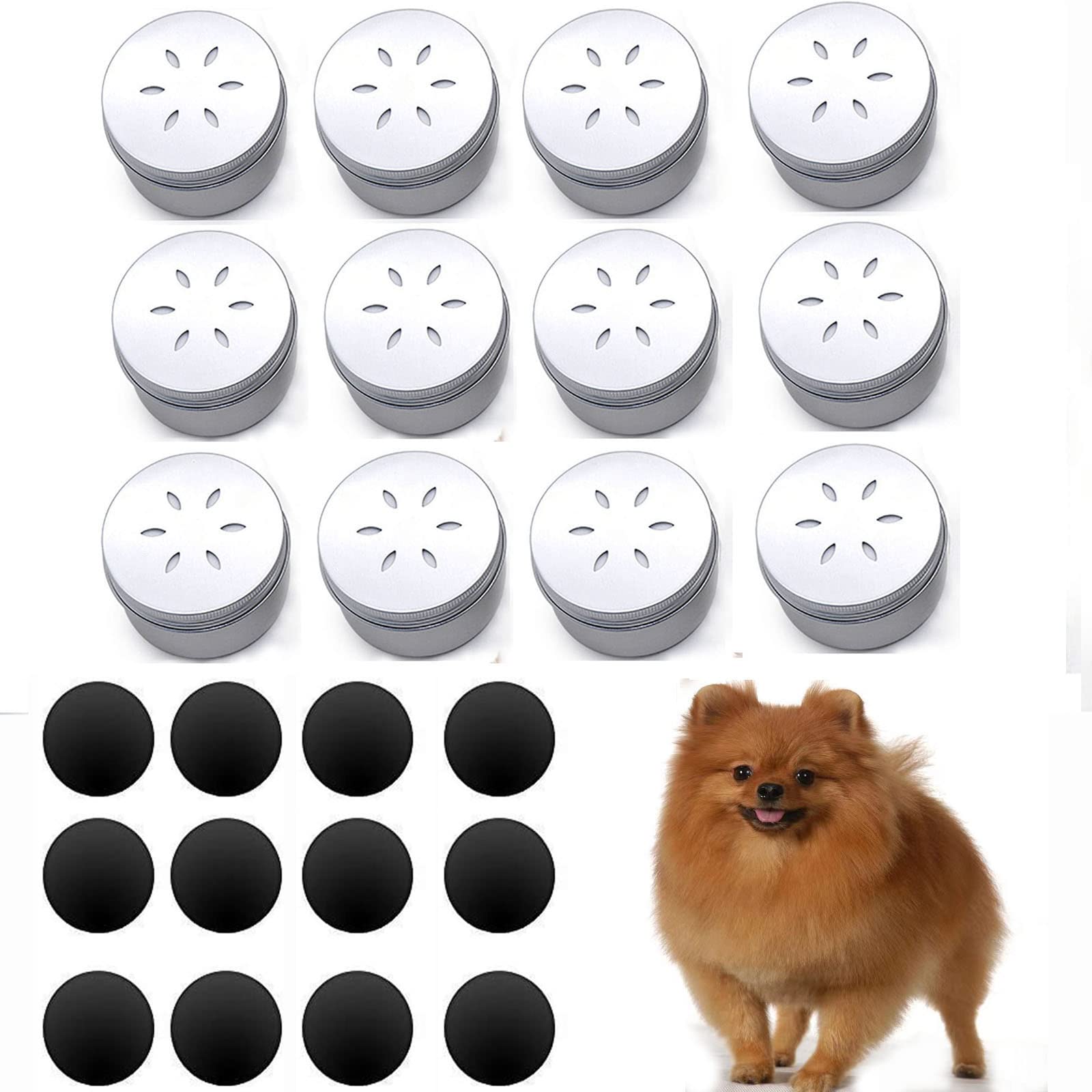 CHENGXINWENHUA 12pcs Magnetic Dog Scent Training Tins, Aluminium Dog Nose Work Containers, 2" Diameter * 0.7" Height