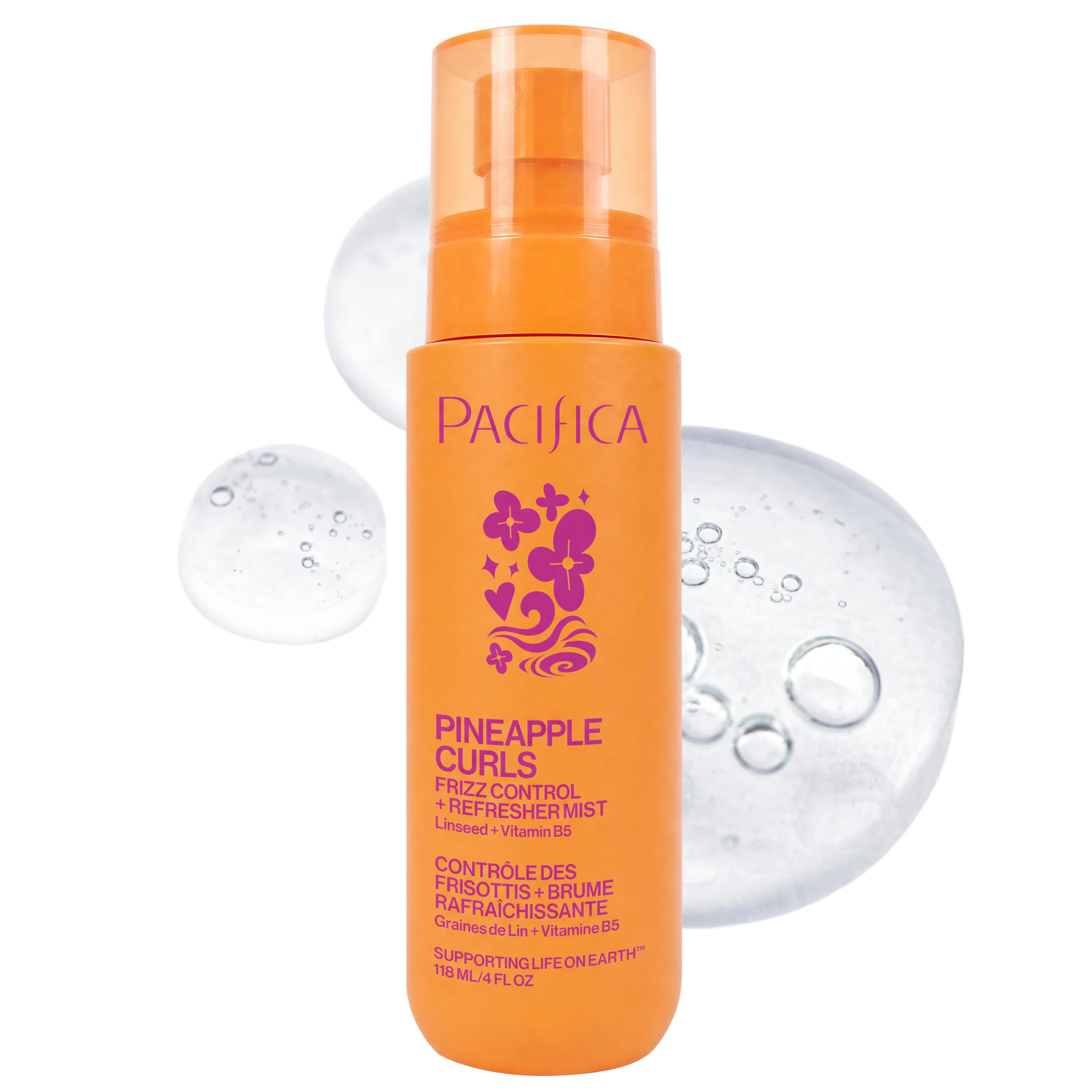 Pacifica Pineapple Curls Frizz Control Spray 4oz – Curl Refresher Mist for Curly & Wavy Hair, Hydrating Anti-Frizz Day 2 Curl Booster with Pineapple Extract & Vitamin B5 Vegan Dermatologist Tested 4 Fl Oz (Pack of 1)