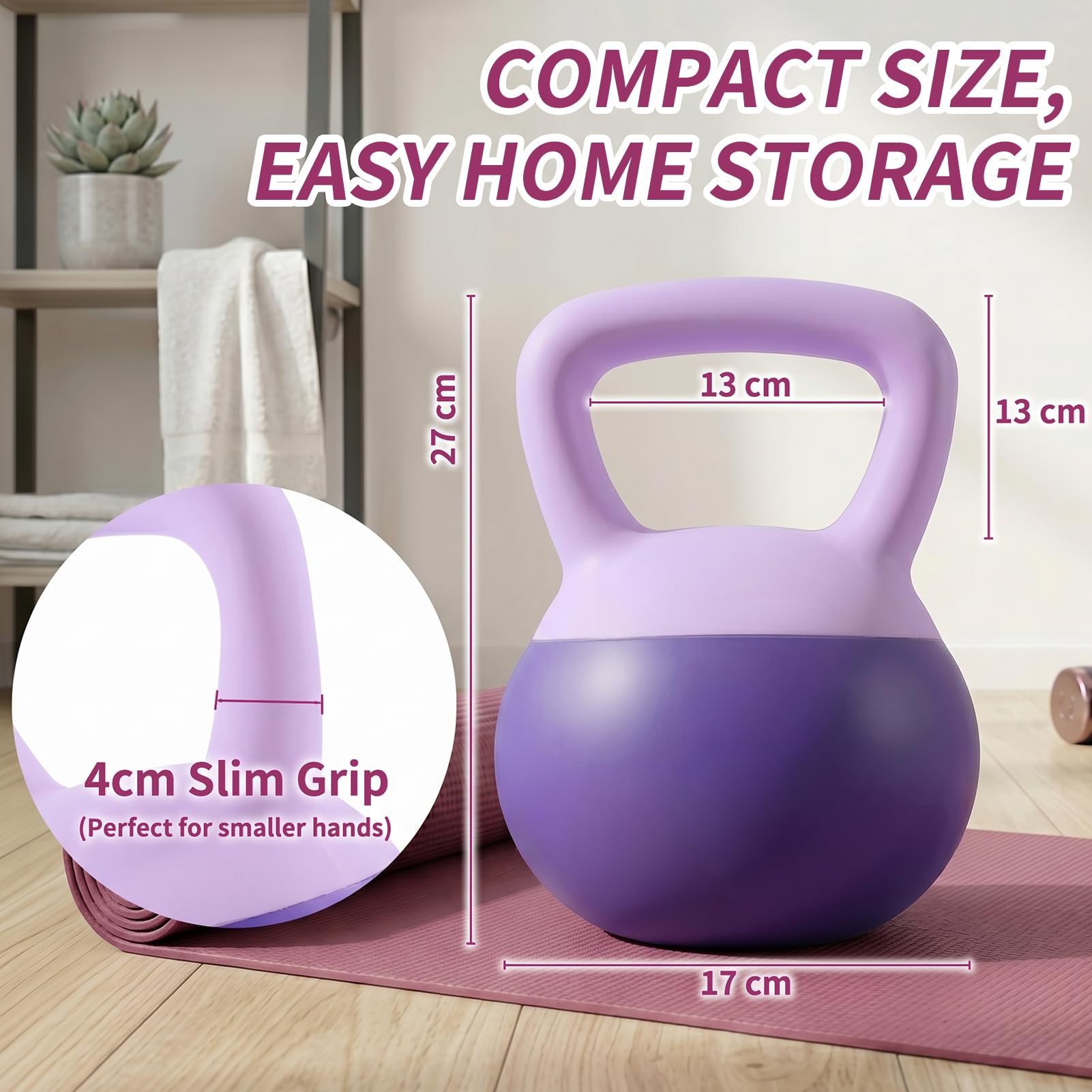 Soft Kettlebell 4-12kg - Bodenschonend und Leise, Eisensand-Kugelhantel mit ergonomischem Griff für Training zu Hause, Krafttraining - ideal für Damen und Herren