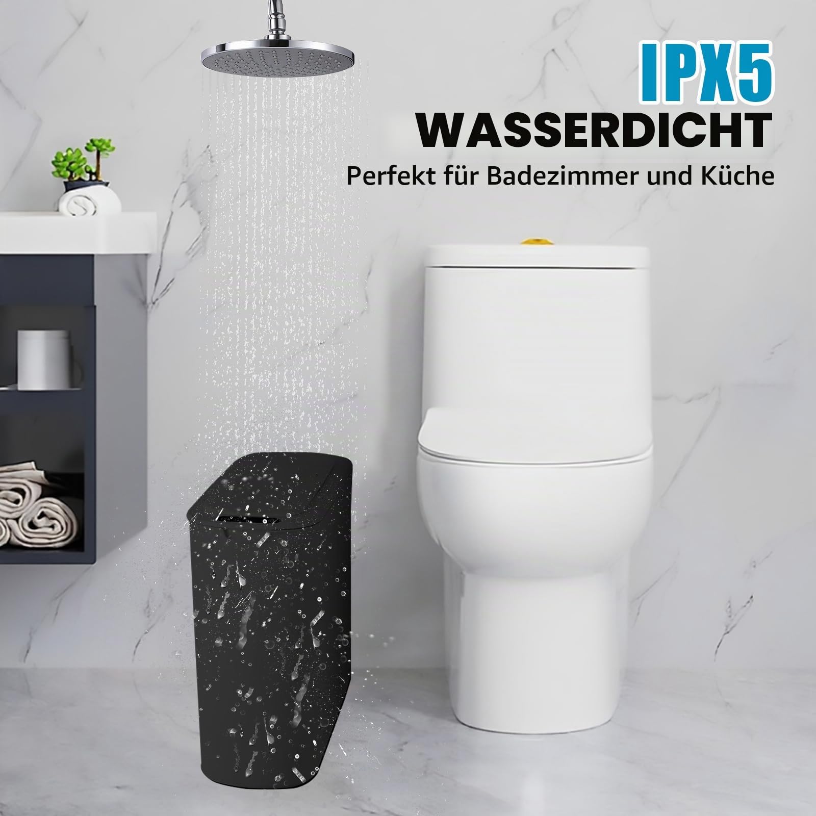 LIROPAU Abfalleimer Sensor Badezimmer 25L, Mülleimer Küche mit Deckel