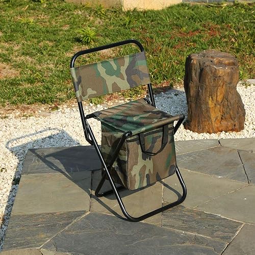 Miniatura 4 de UNISTRENGH Silla de camping plegable con bolsa enfriadora, taburete compacto para pesca, camping, senderismo, viajes, barbacoa (camuflaje militar)