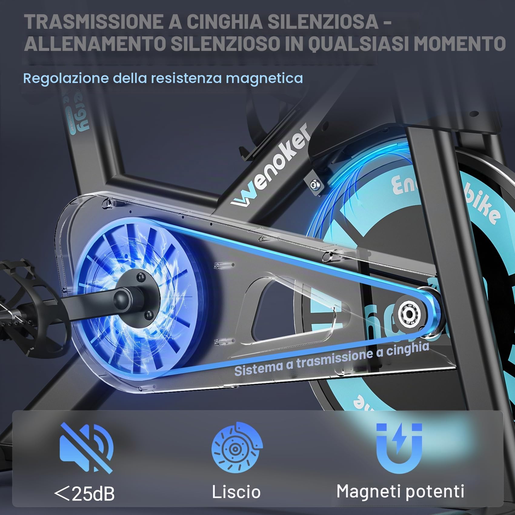 [Aggiornato al 2026] Cyclette Wenoker con resistenza magnetica, cyclette da spinning per interni, home trainer, cyclette cardio, cyclette fitness, fino a 160 kg