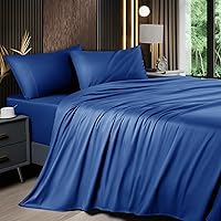 Vista 9 de Shilucheng - Juego de sábanas de 4 piezas, sábanas refrescantes, transpirables y suaves de mezcla de rayón derivado de bambú y con bolsillo profundo