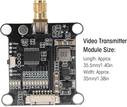1.6W Video Transmitter Module, 9CH FPV Transmitter Module, Long Range Switchable Transmitter for FPV Racing RC Drones