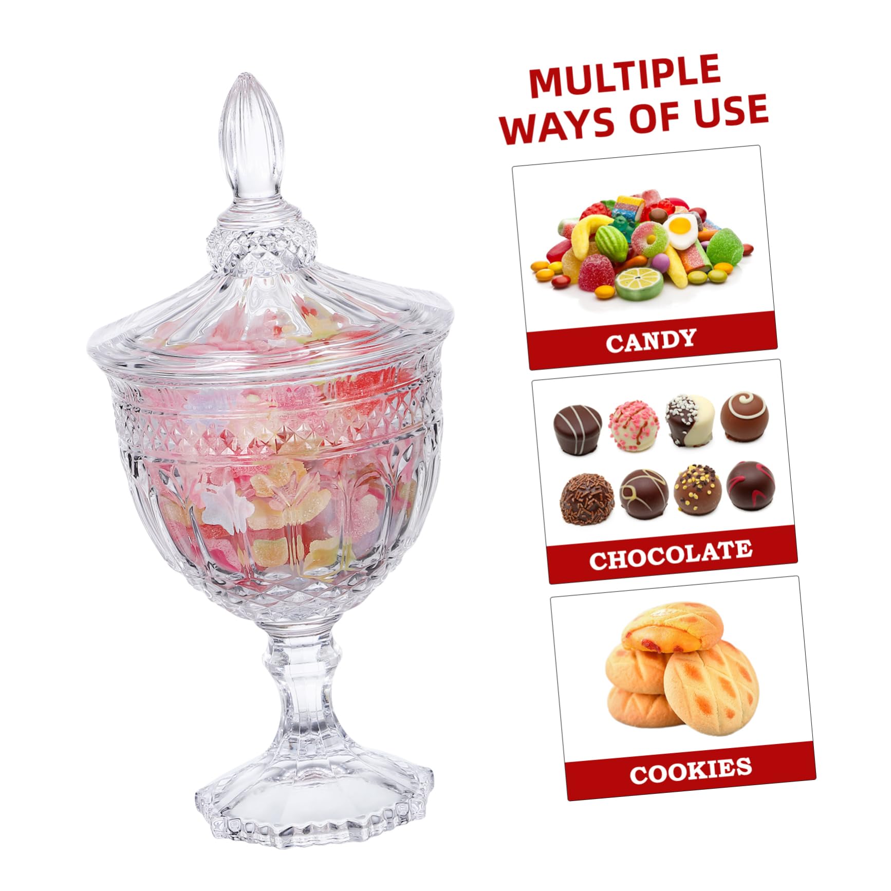 Bonbonnière en Verre Décorative Couvercle, Rangement Pratique