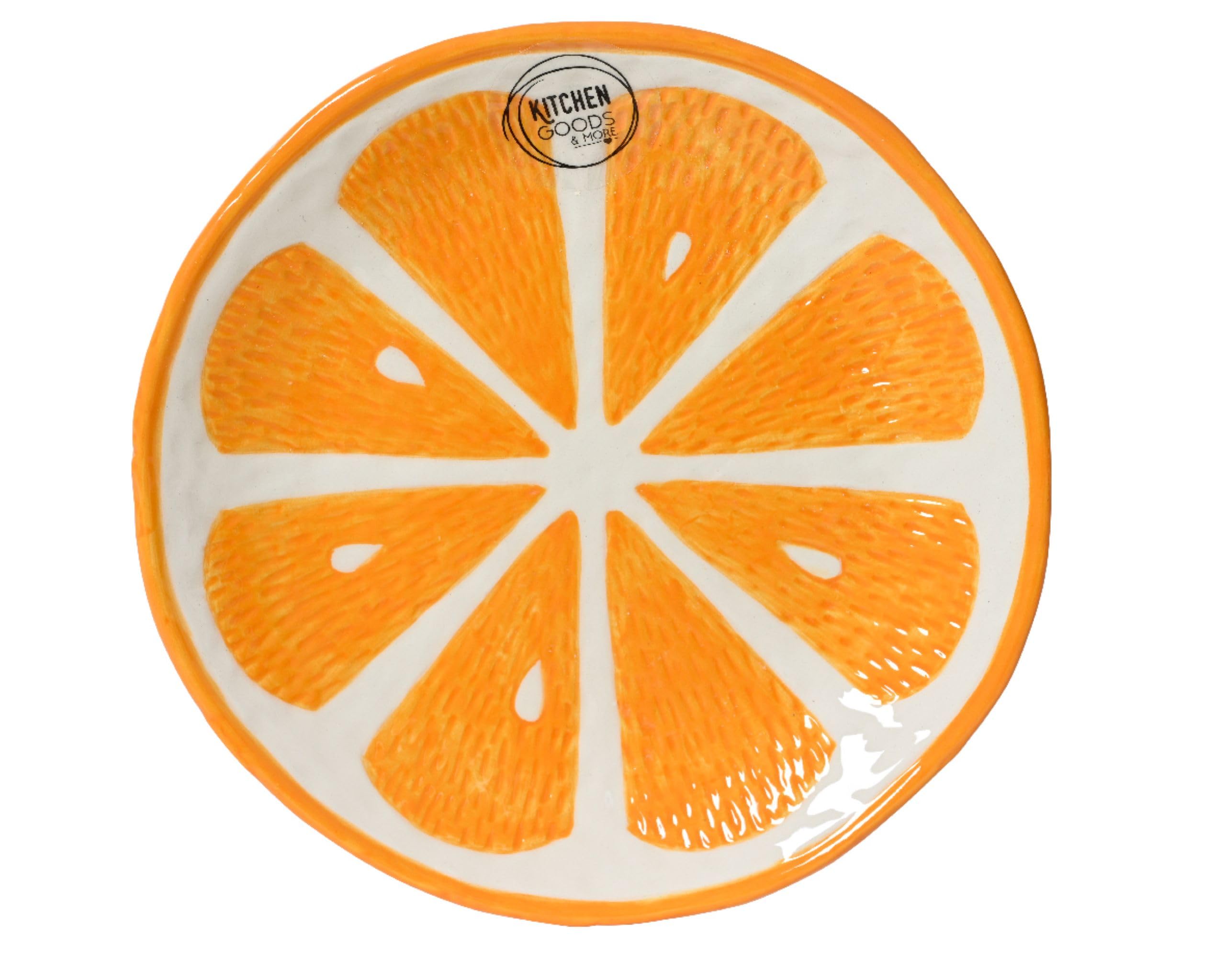 Decoris Teller 16cm Keramik im Orangen Design - Servierteller Dessertteller Kuchenteller Frühstücksteller Obstteller - Dekoteller Frühling & Sommer