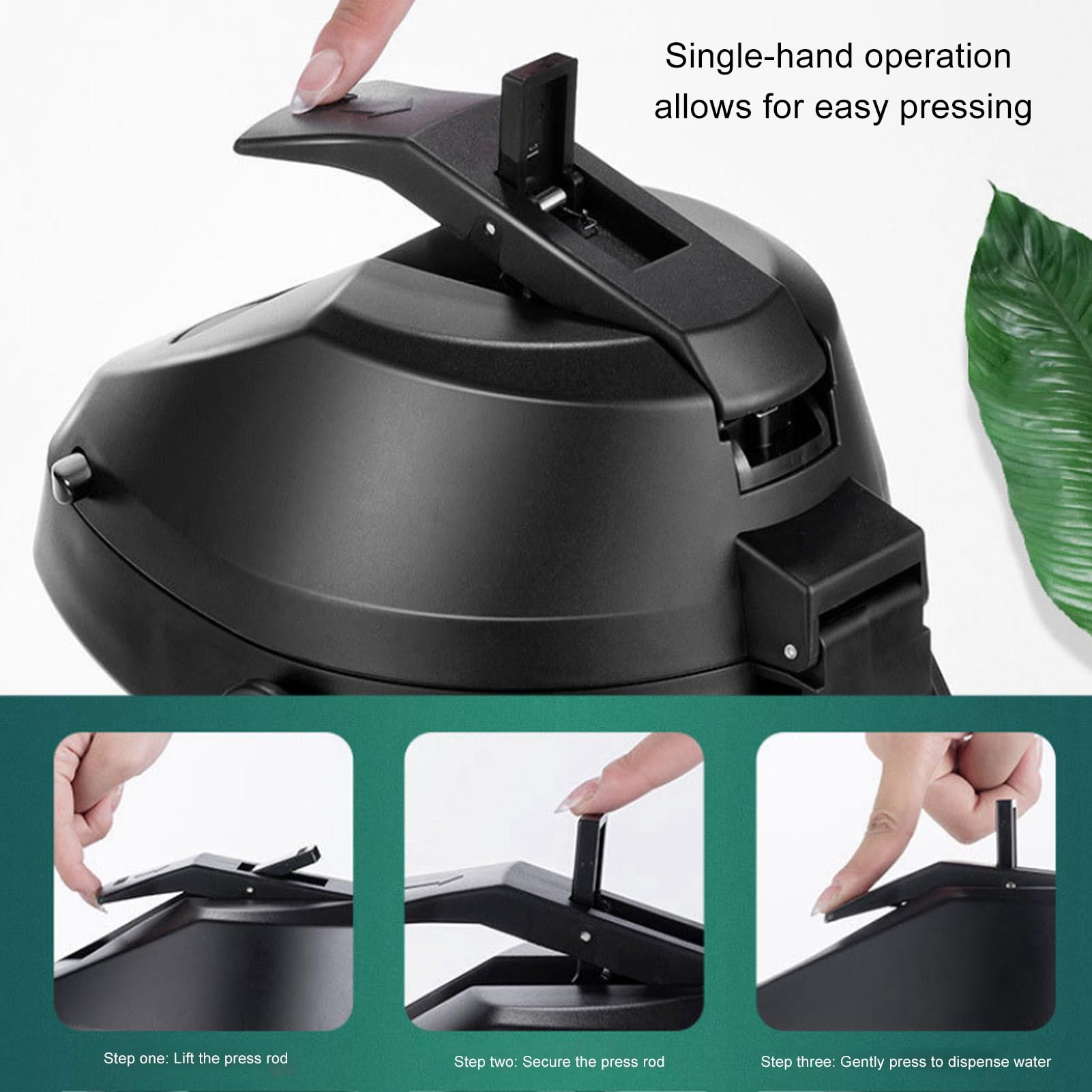Dispensador de bebidas aislado con bomba, jarra térmica de acero inoxidable de 1,6 l para café frío y caliente, té, chocolate caliente, termo de doble pared para oficina, fiesta (1.9L)