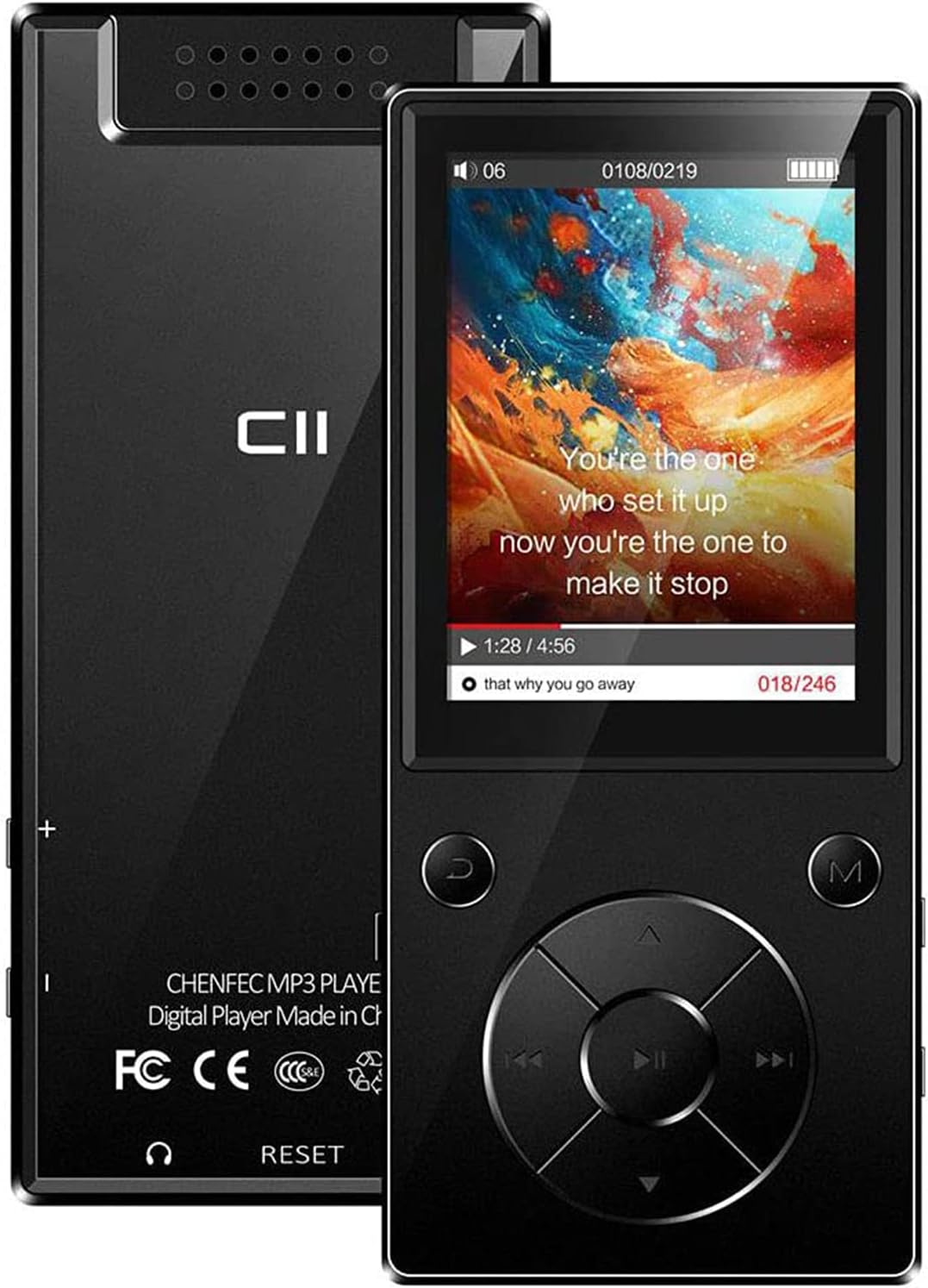 CCHKFEI 32GB MP3 Player Bluetooth 2.4 Inch Color Screen Hifi Metal Music MP3 Player with Bluetooth Speaker FM Radio Voice Recorder for Travel Running, Black