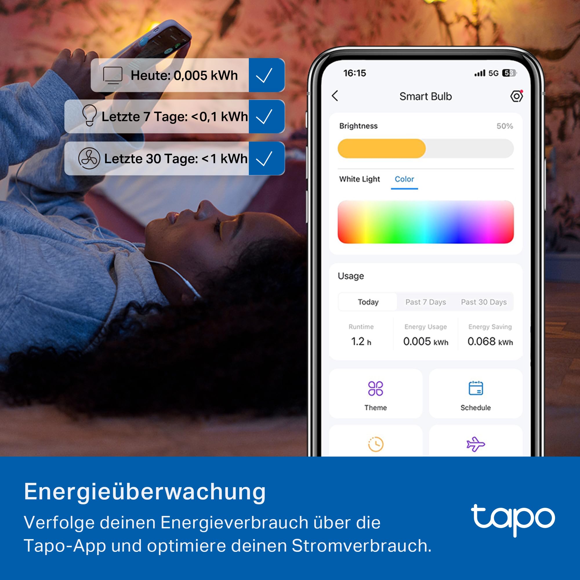 Tapo L430C(4-pack) Smarte WLAN Glühbirne E14, 470 Lumen, 16 Mio. Farben, dimmbar, Zeitplan & Timer, Energieüberwachung, Kompatibel mit Alexa, Google Assistant und Samsung SmartThings