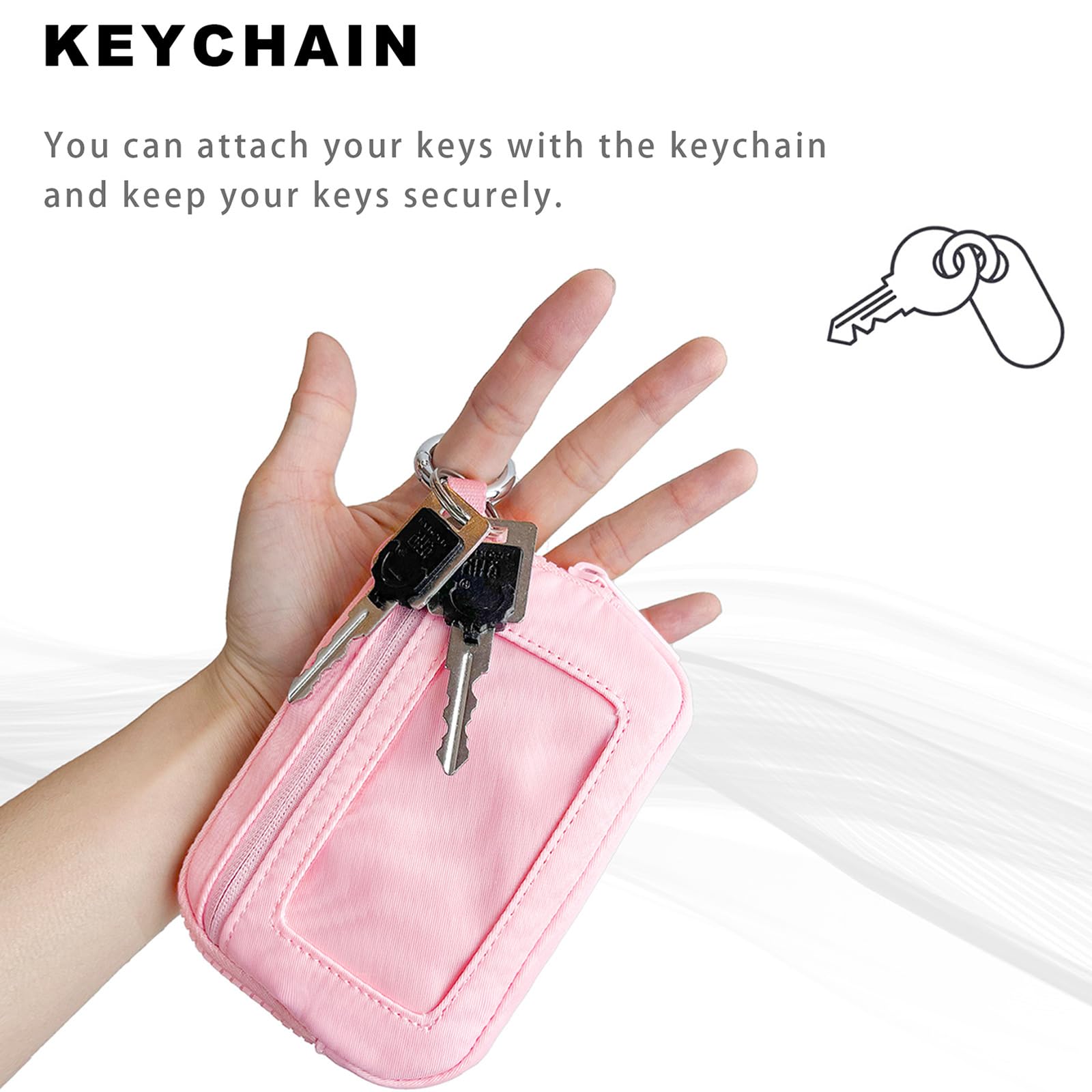BreWel The Iris 'Wallet 2nd Gen,The Iris Pouch Wristlet, Zip Card Case mit ID-Fenster,Women 's Waterproof Nylon Keychain Wallet, The Iris' Card Wallets Keychain (B,Einheitsgröße)