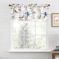 Vista 140 de VOGOL Cenefas con patrón de pájaros para ventanas de cocina, cenefa texturizada de lino con estampado floral y pájaros para ventanas pequeñas