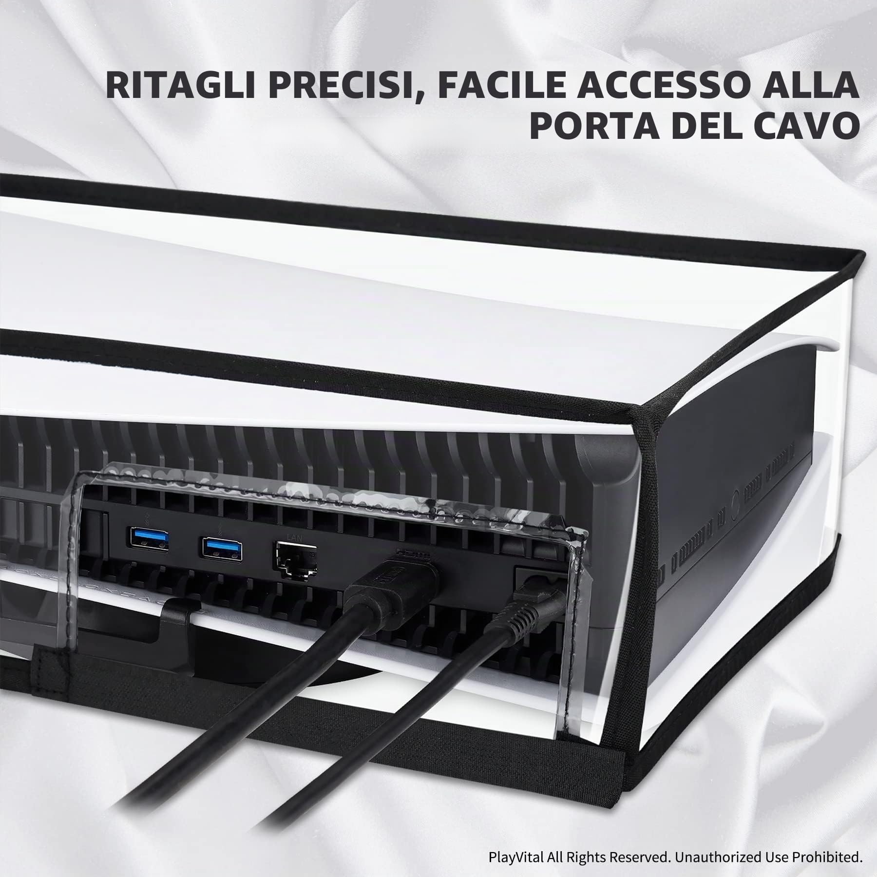 PlayVital per ps5 Cover Copertura Antipolvere Coperchio Orizzontale Custodia Protettiva Impermeabile per ps5 Standard Console Disc&Digital Edition(Non per Slim/Pro),Trasparente