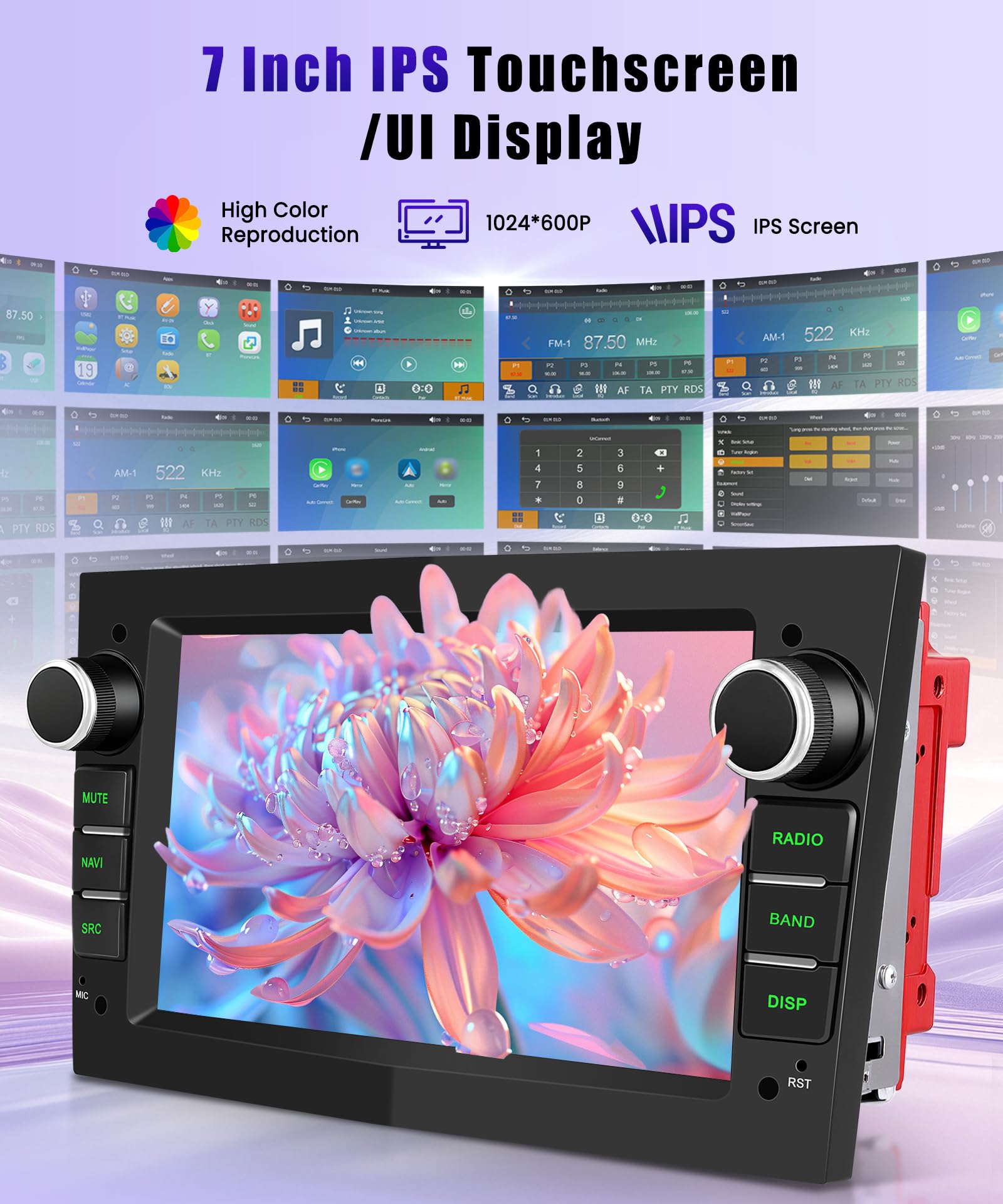 VECHTEL Autoradio pour Opel Corsa C/D Zafira B Astra H Meriva Vivaro Signum Comb, 7 Pouces IPS Écran Tactile Auto Radio avec CarPlay Android Auto sans Fil Bluetooth Radio FM/AM/RDS Caméra de Recul