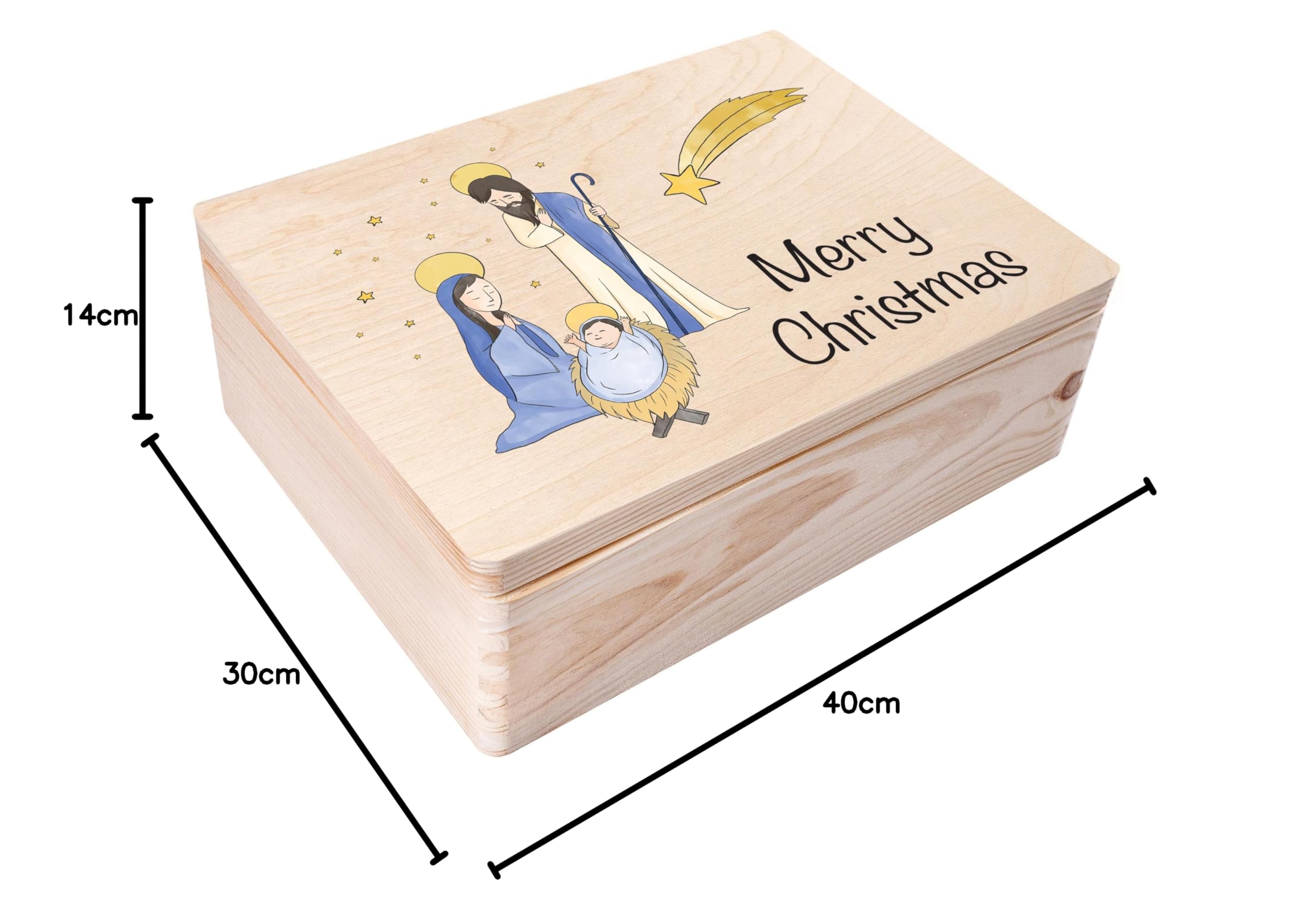 Creative Deco Personnalisé Idee Cadeau Noel pour Femme et Homme - Texte Désiré Boîte en Bois - Thème Sainte Famille | Votre Original Cadeaux Personnalisé | Decoration Personnalisable