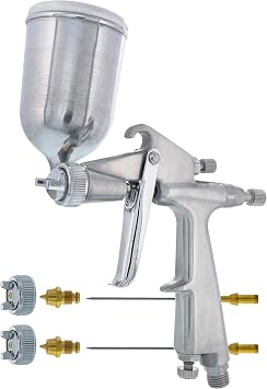 TCP Global Mini Gravity Feed Spray Gun with .8mm, .5mm & 1.0mm Needle & Nozzle Sets & Side Mounted Rotating Cup