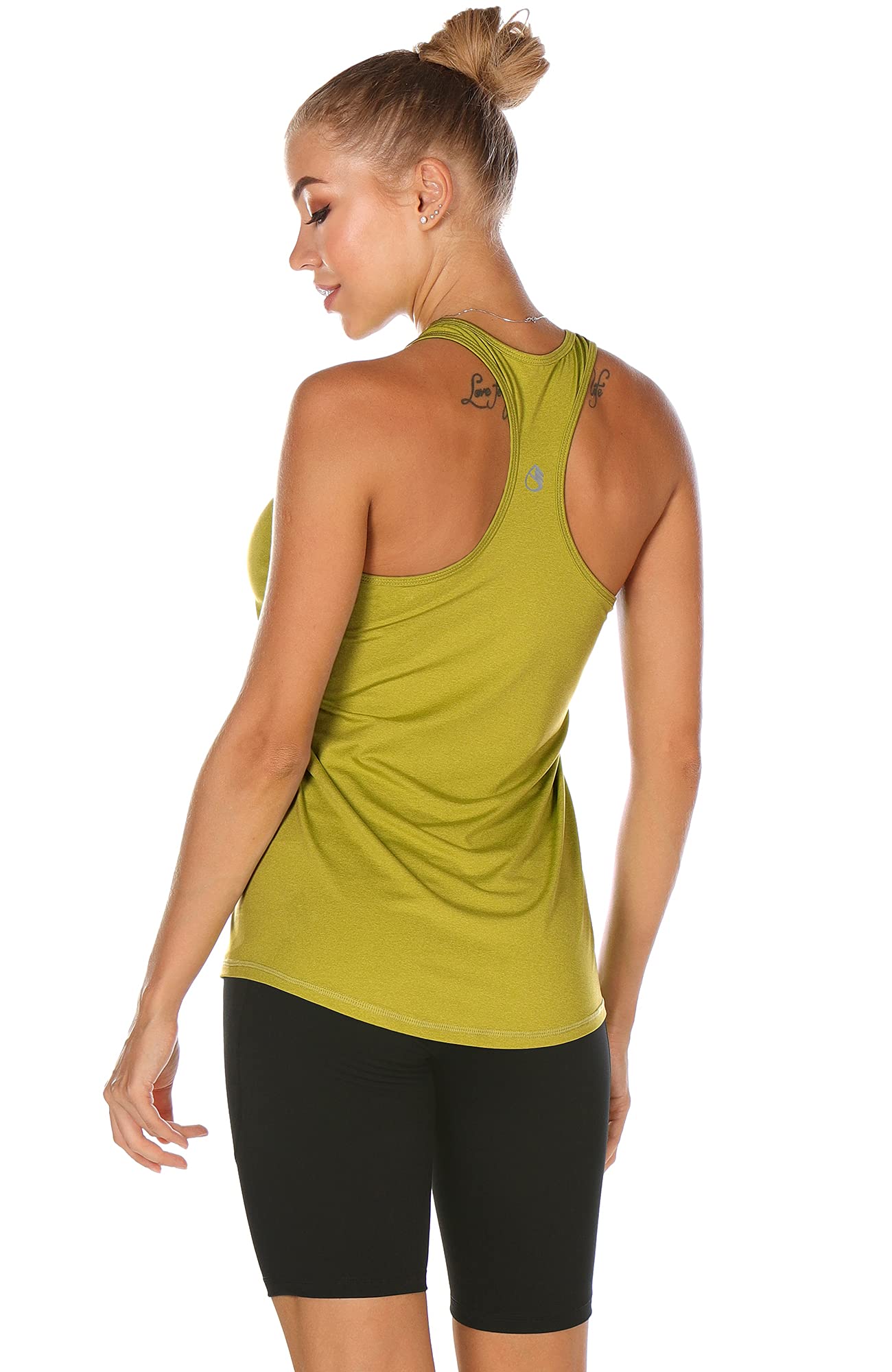icyzone Donna Canotta Sportiva Running Racerback Top Senza Maniche Fitness Palestra Shirt, Pacco da 3