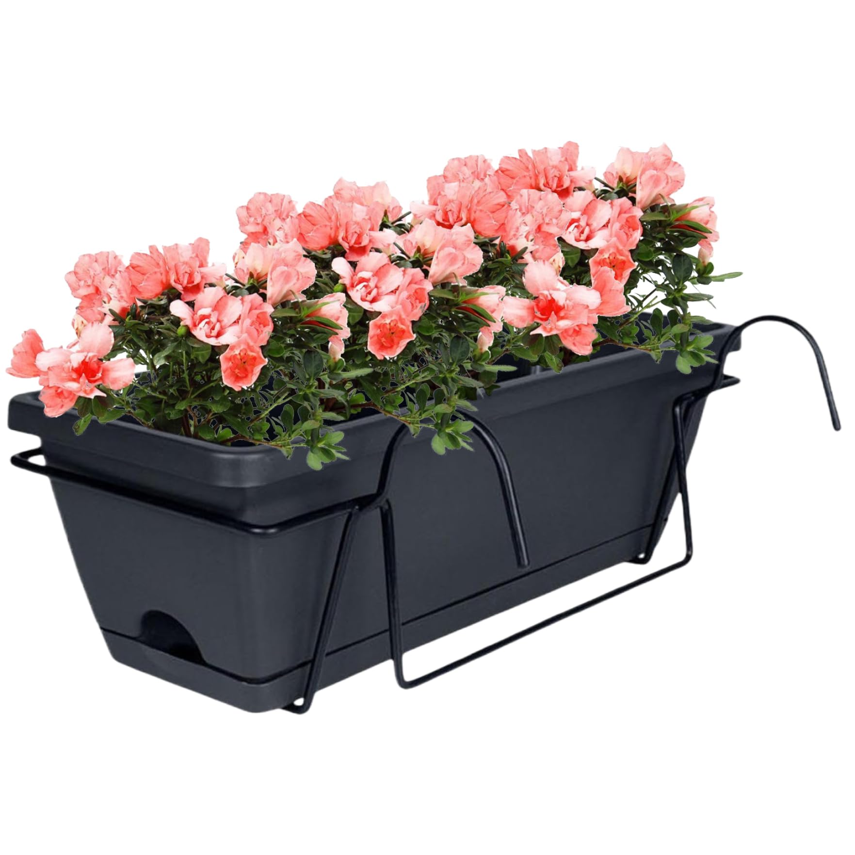 Planteur de Garde-Corps, jardinière de Balcon avec Plateau Soucoupe, respiré extérieur Suspendu avec des Trous Drainage, 17 au-Dessus des boîtes à Balustrade pour Le Porche Balcon Jardin