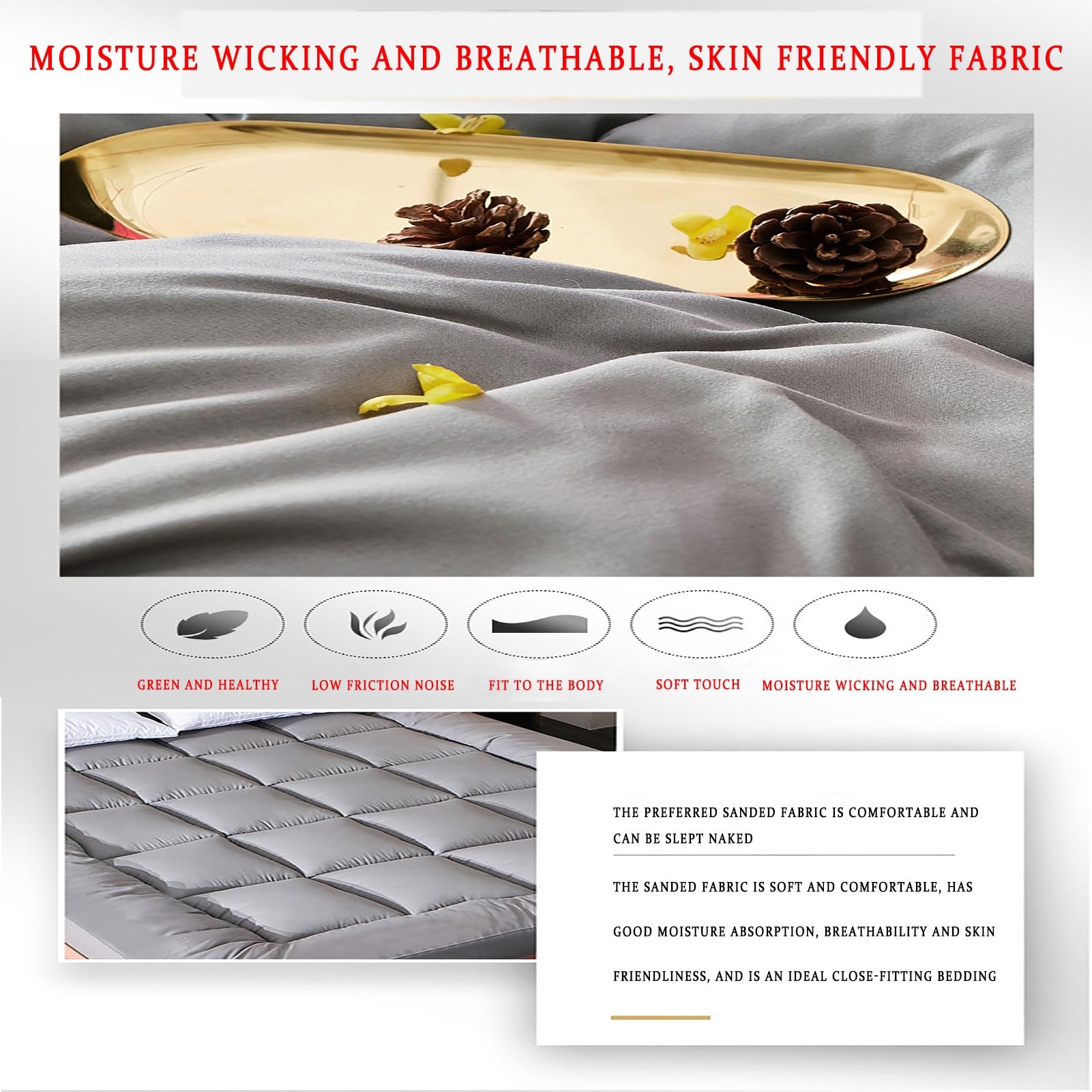 Materasso da pavimento giapponese, morbido, portatile, pieghevole, futon, spesso, per letto singolo, matrimoniale (grigio, 180 x 200 cm)