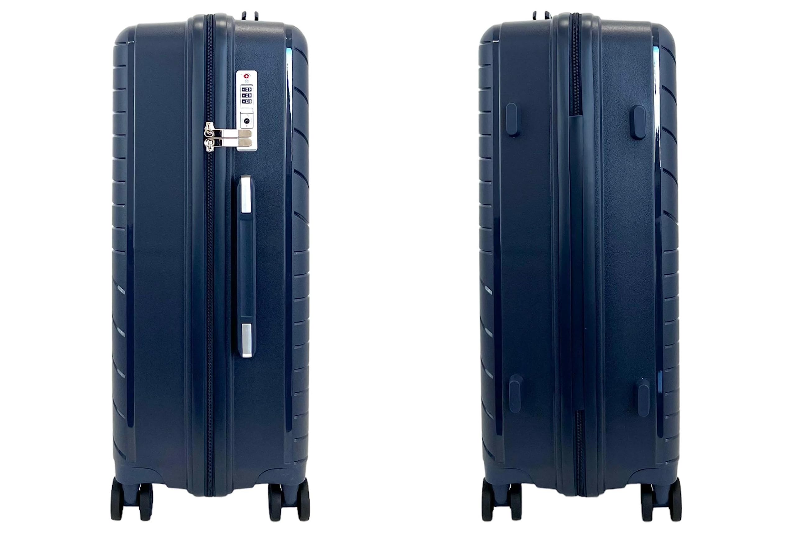 Set de 3 Valises/Bagages Rigides incassable en Polypropylène (PP) à 4 roulettes pivotantes avec Serrure TSA intégré (Bleu Marine, Set de 3)