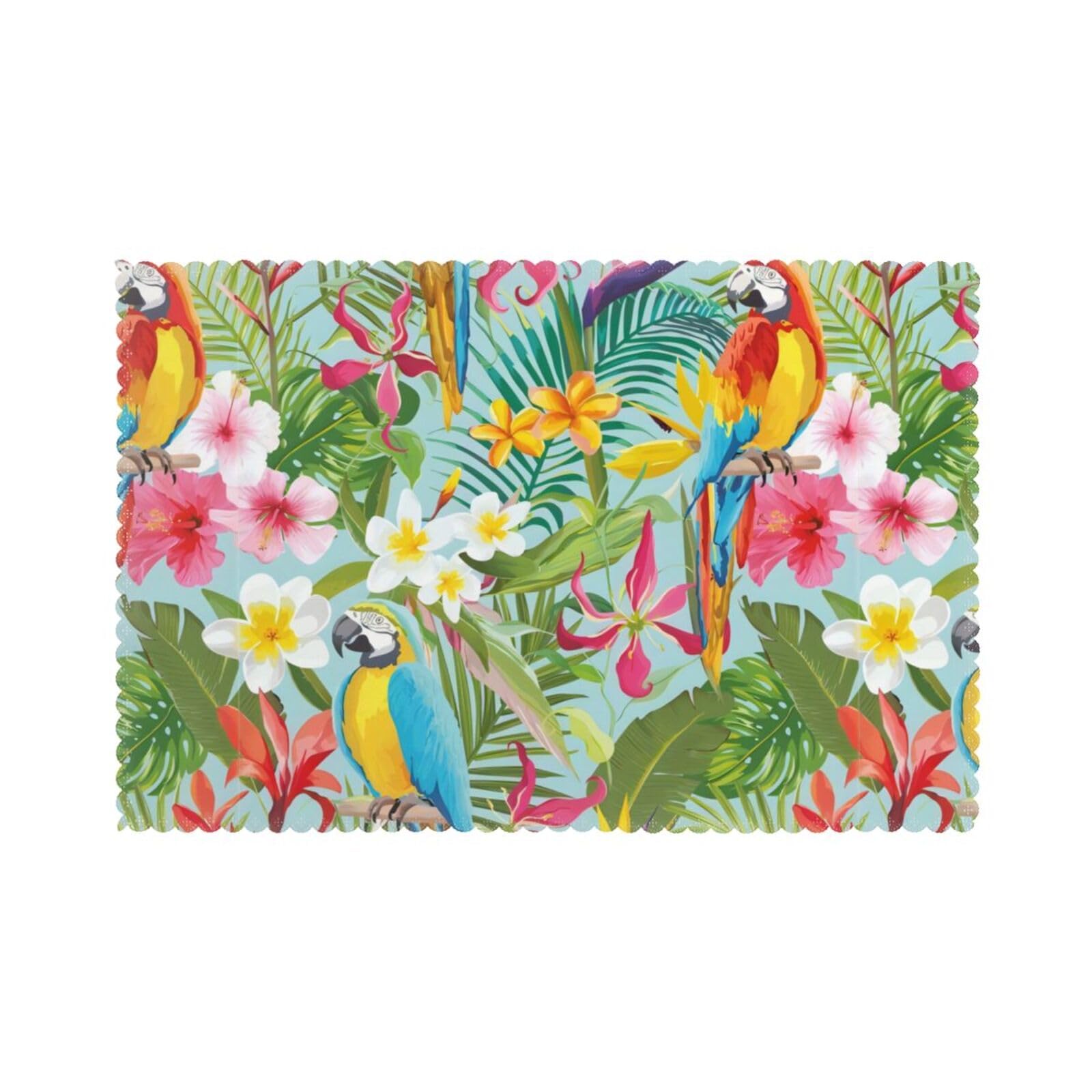 YYHHAOFA Tropical plants and parrots Prints Placemats Set of 6 12x18in – Create Cozy Table Settings for Everyday Moments & Special Gatherings