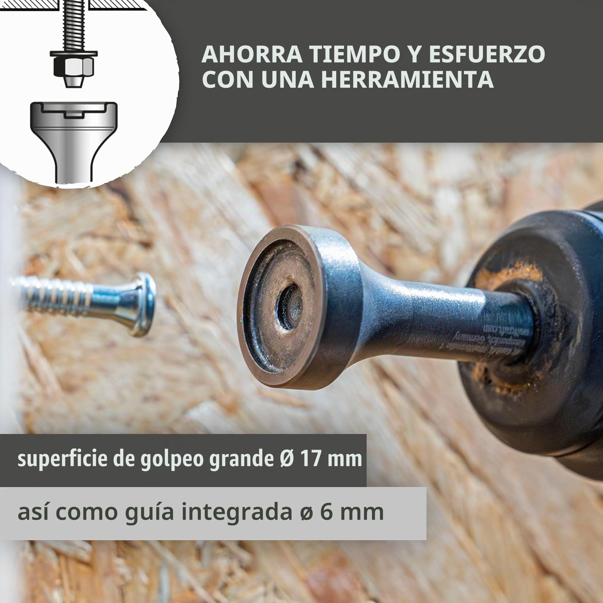 wolfcraft Herramienta percutora, SDS-plus - 4064000 I Ayuda para martillos percutor para clavar anclajes de alta resistencia en hormigón y mampostería, y clavos en madera I Fabricado en Alemania