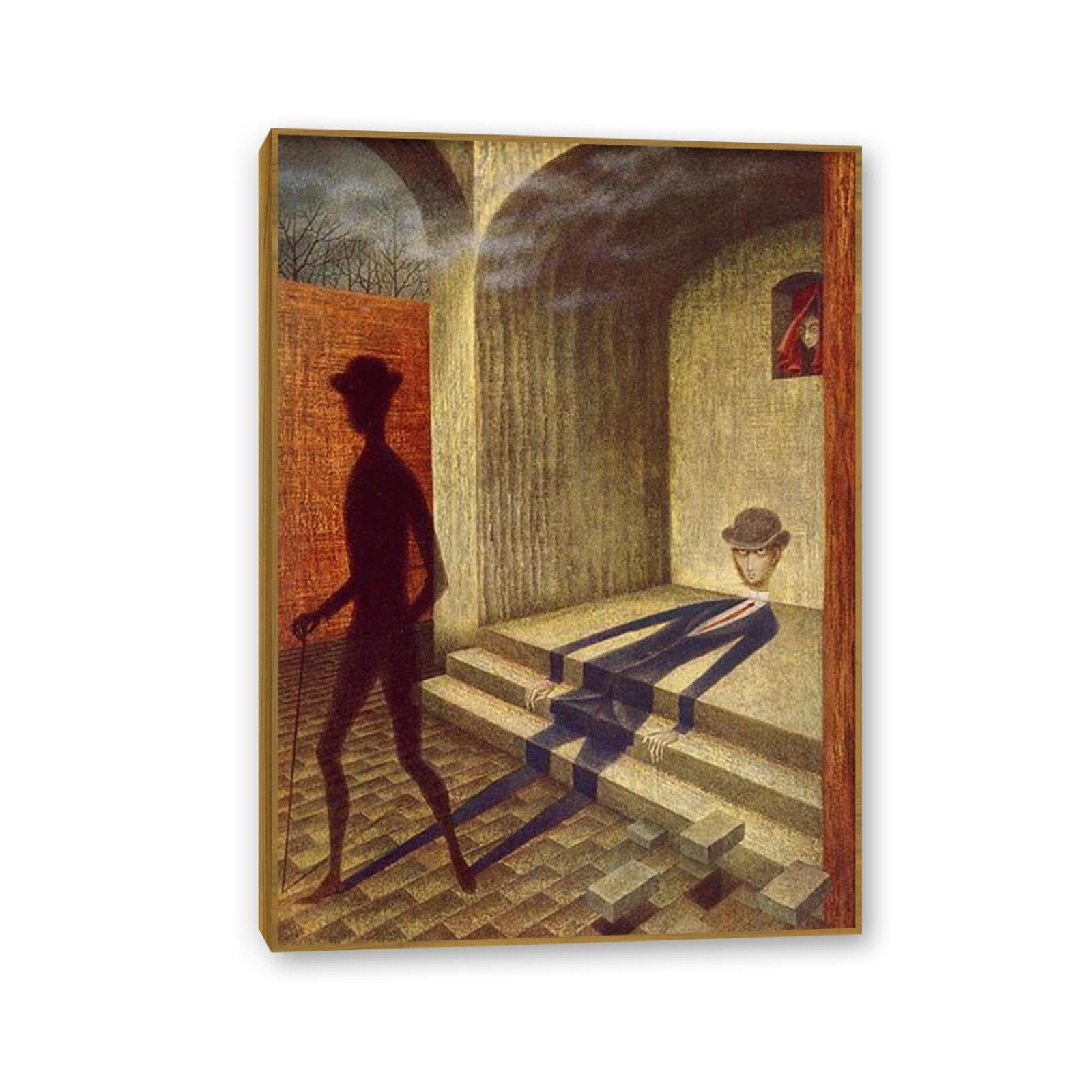 MYCGGDGH Remedios Varo Canvas Wall Art Reproductions of Famous Paintings Phenomenon Famous Artist Artwork Wall Decor for Living Room Bedroom Home Decor 70x50cm(28x20in) Teak frame