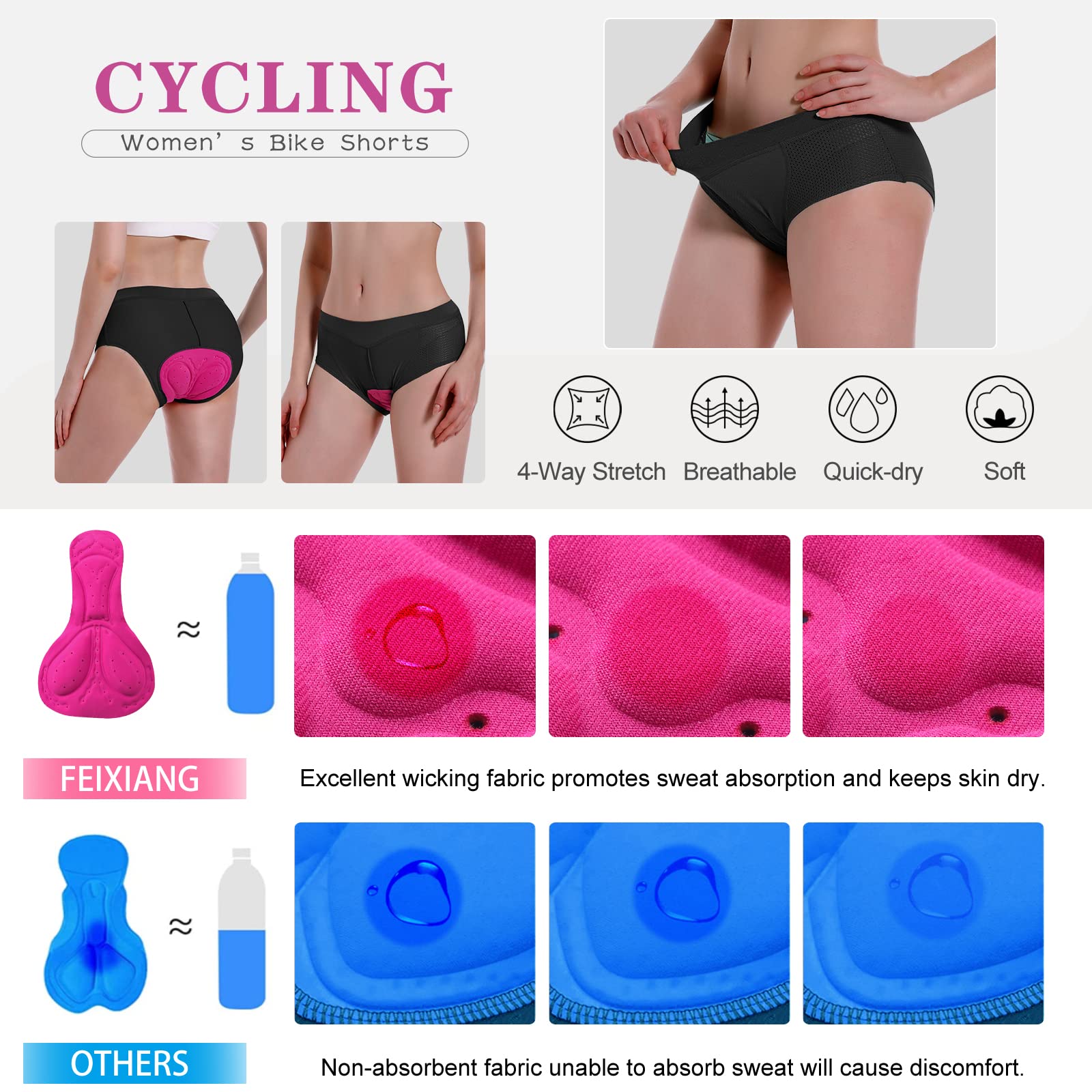 MEETWEE Damskie spodenki rowerowe, 4D wyściełane legginsy rowerowe szybkoschnące oddychające antypoślizgowe spodenki rowerowe damskie