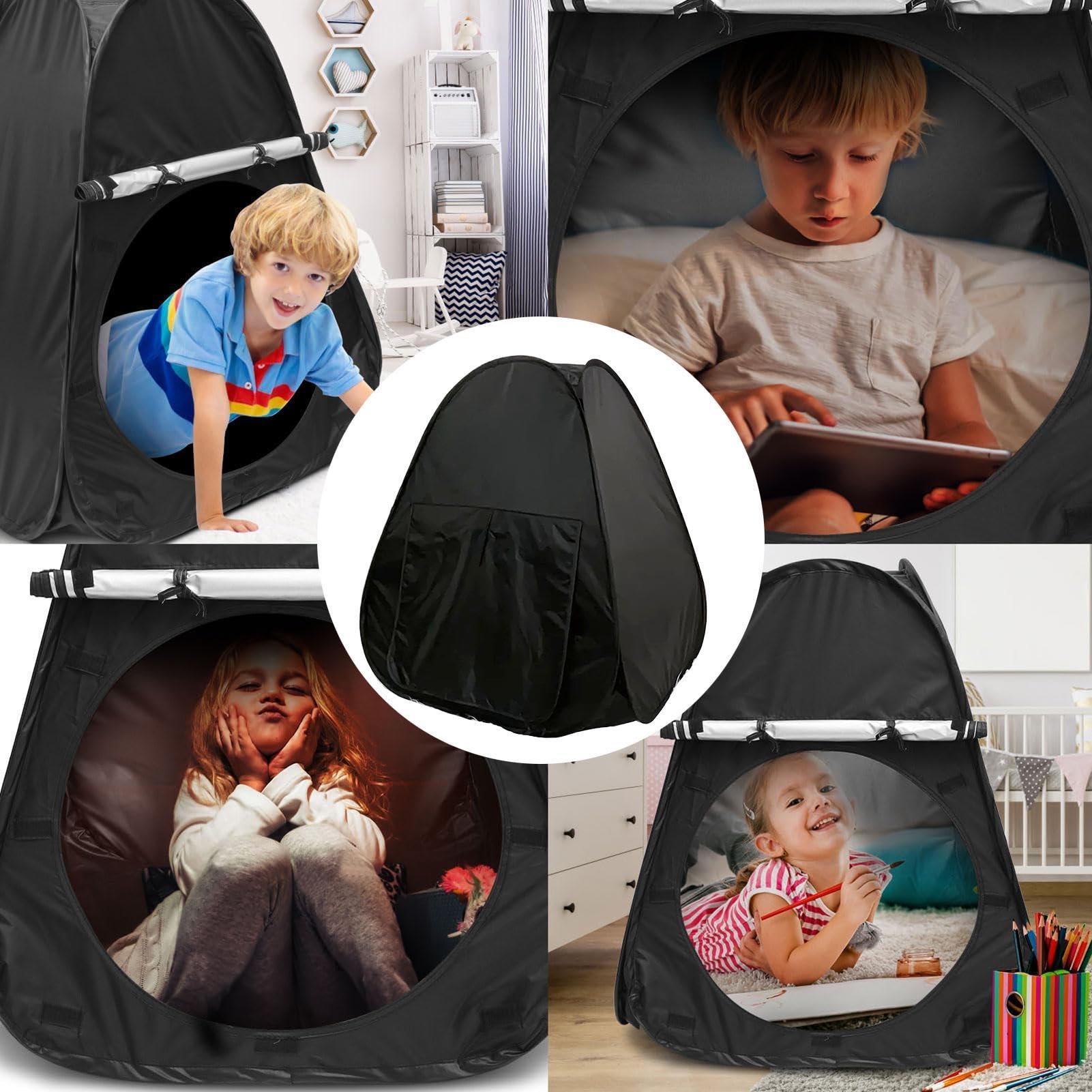 Sensory Tent – Children Calming Corner Play Hideaway Tent, Kids Educational Play House | Black Cloth, Indoor Outdoor Sensory Safe Focus Emotional Regulation Shelter for Boys Girls Calming