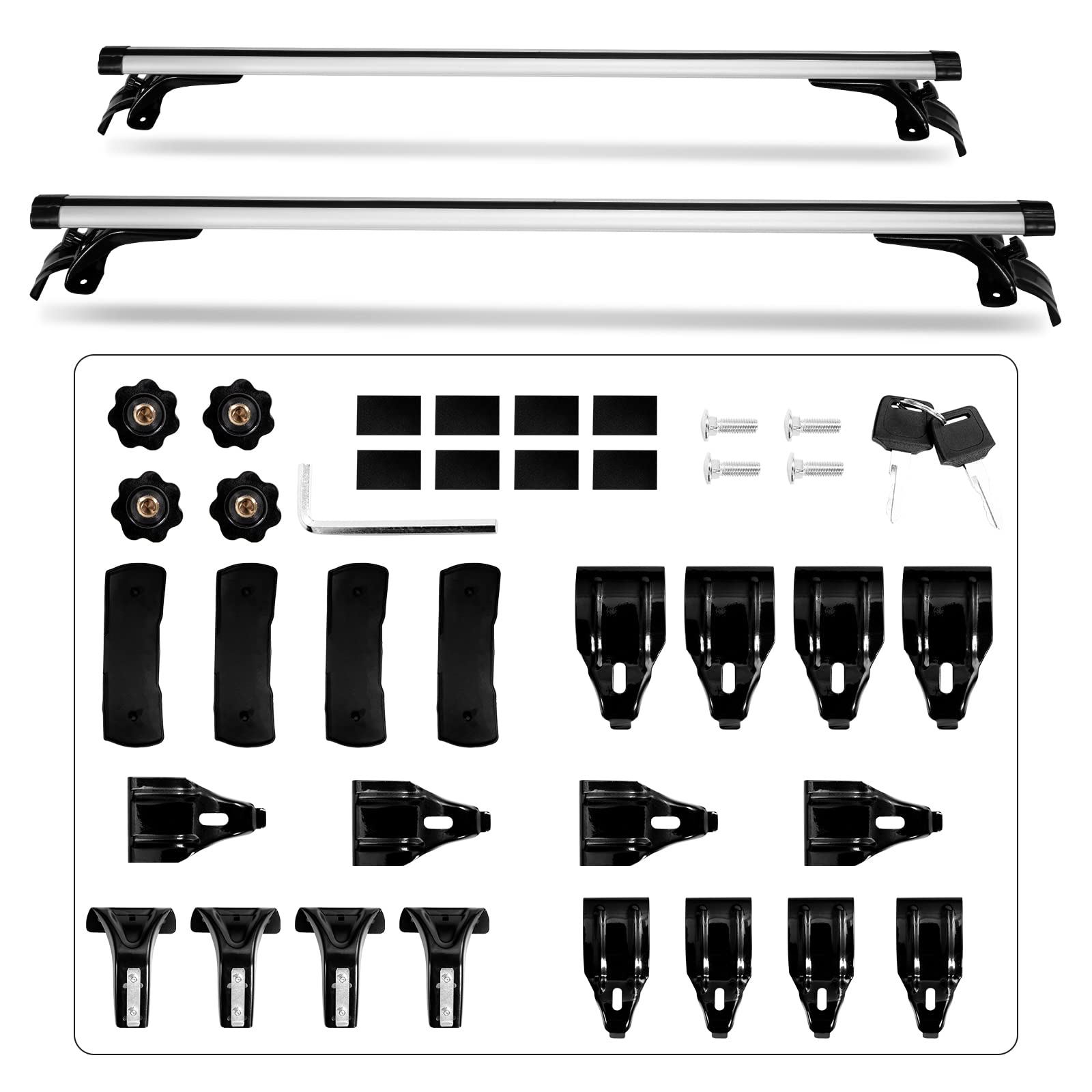 MAXSOUGH 53" Roof Rack,Adjustable Roof Rack Cross Bars Aluminum Universal Roof Rack Suitable for Most Vehicle Without Roof Side Rail,Silver