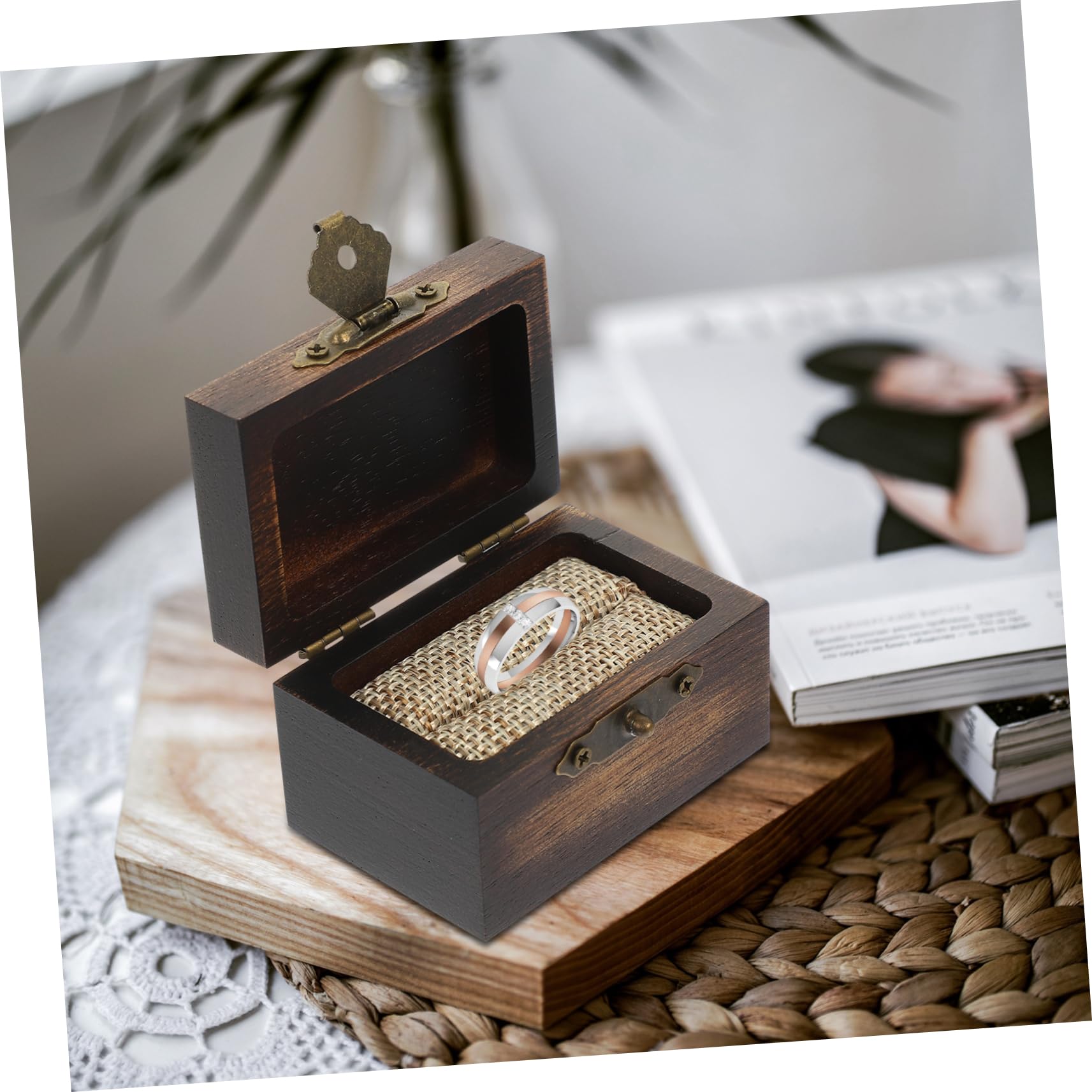 5 Pezzi Scatola Portagioie Legno Retro con Chiusura Organizer per e Scatola per Regali Fidanzamento e Anniversari Design e Pratico per Conservazione