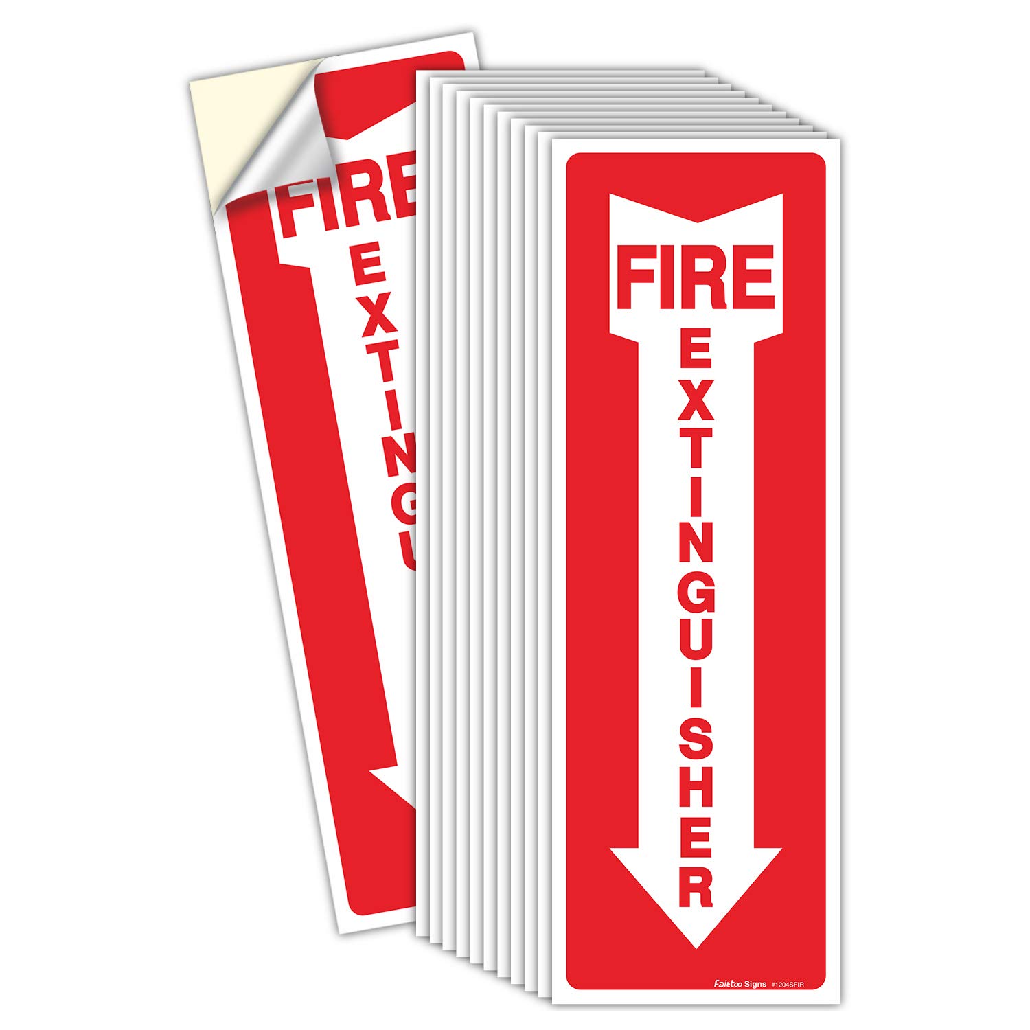 Fire Extinguisher Sign, Safety Sticker Sign, (12 Pack) 4x12 Inches, 6 Mil Vinyl Self Adhesive Durable Decal Stickers, Long Lasting, Weatherproof and UV Protected, Ideal for Home, Office or Boat