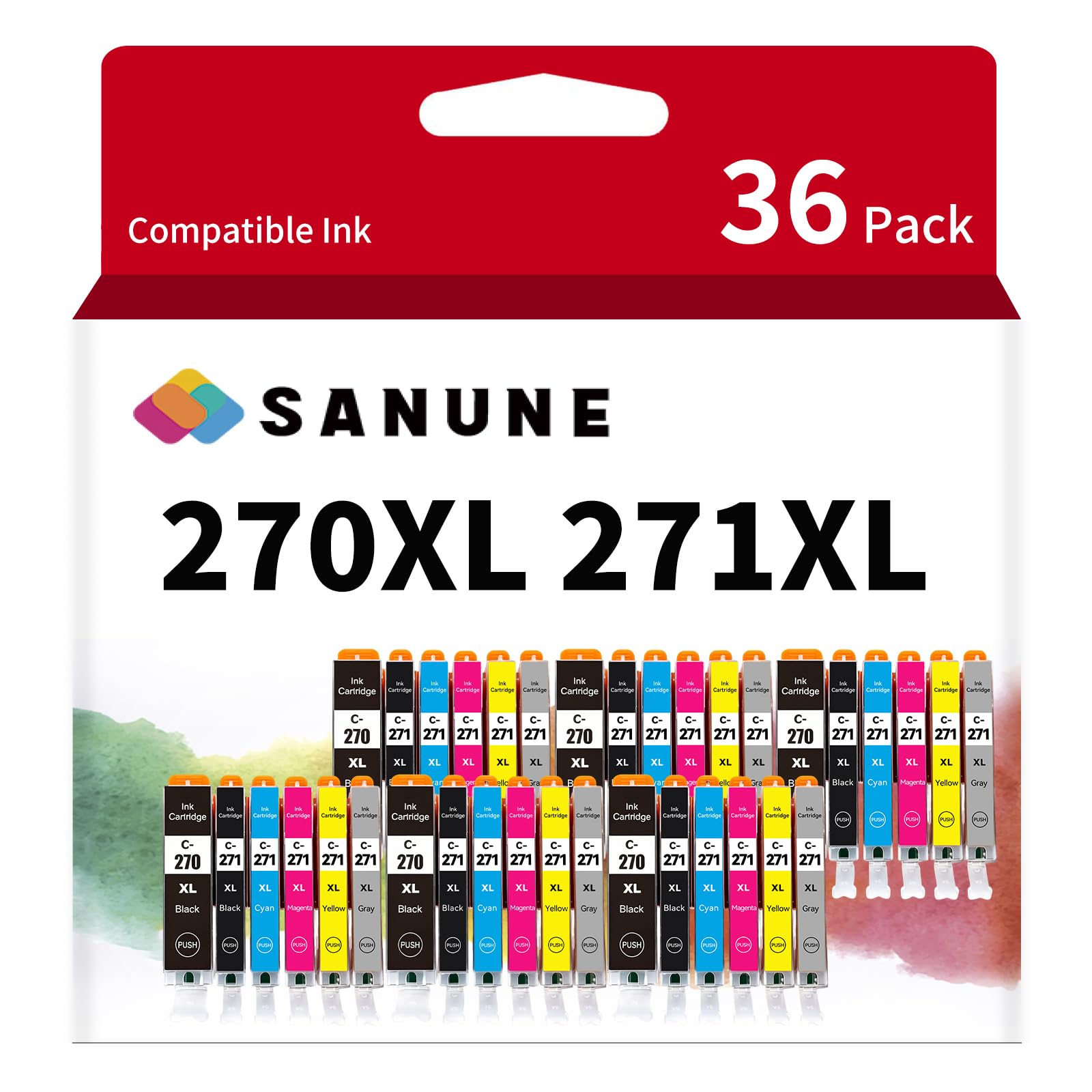 270XL 271XL Ink Cartridges 36-Pack Replacement for Canon 270 271 Ink
