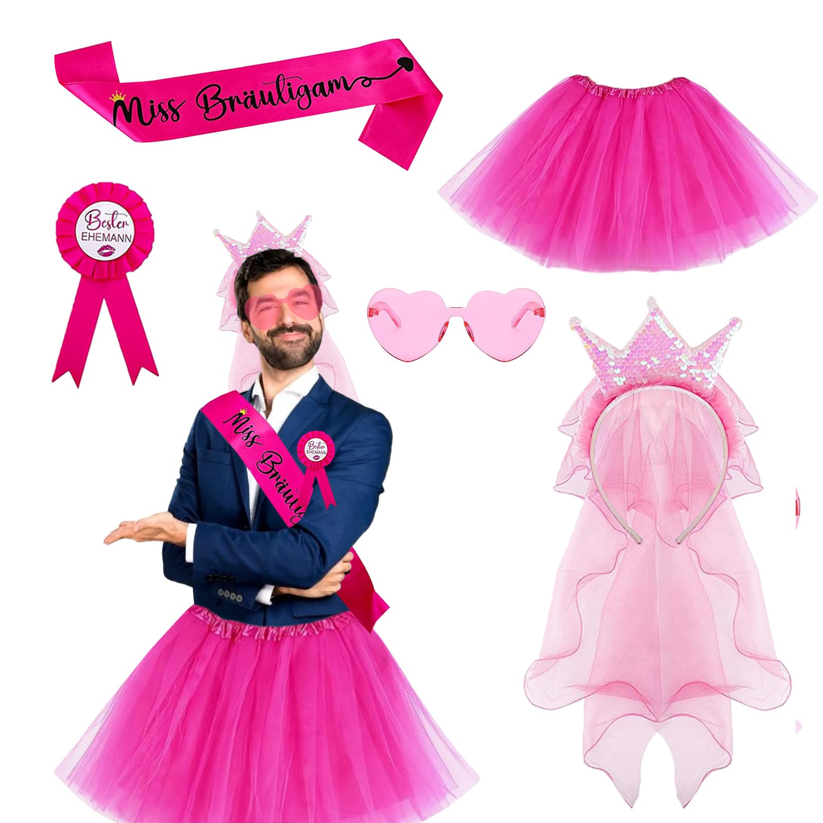 YIUWOD Paquete de 5 Disfraces Despedida Soltera - Disfraz Despedida - Adecuado Para Despedidas de Soltero,Fiestas de Carnaval,Decoraciones Para Fiestas de Disfraces Jga, Regalos Para Amigos Solteros