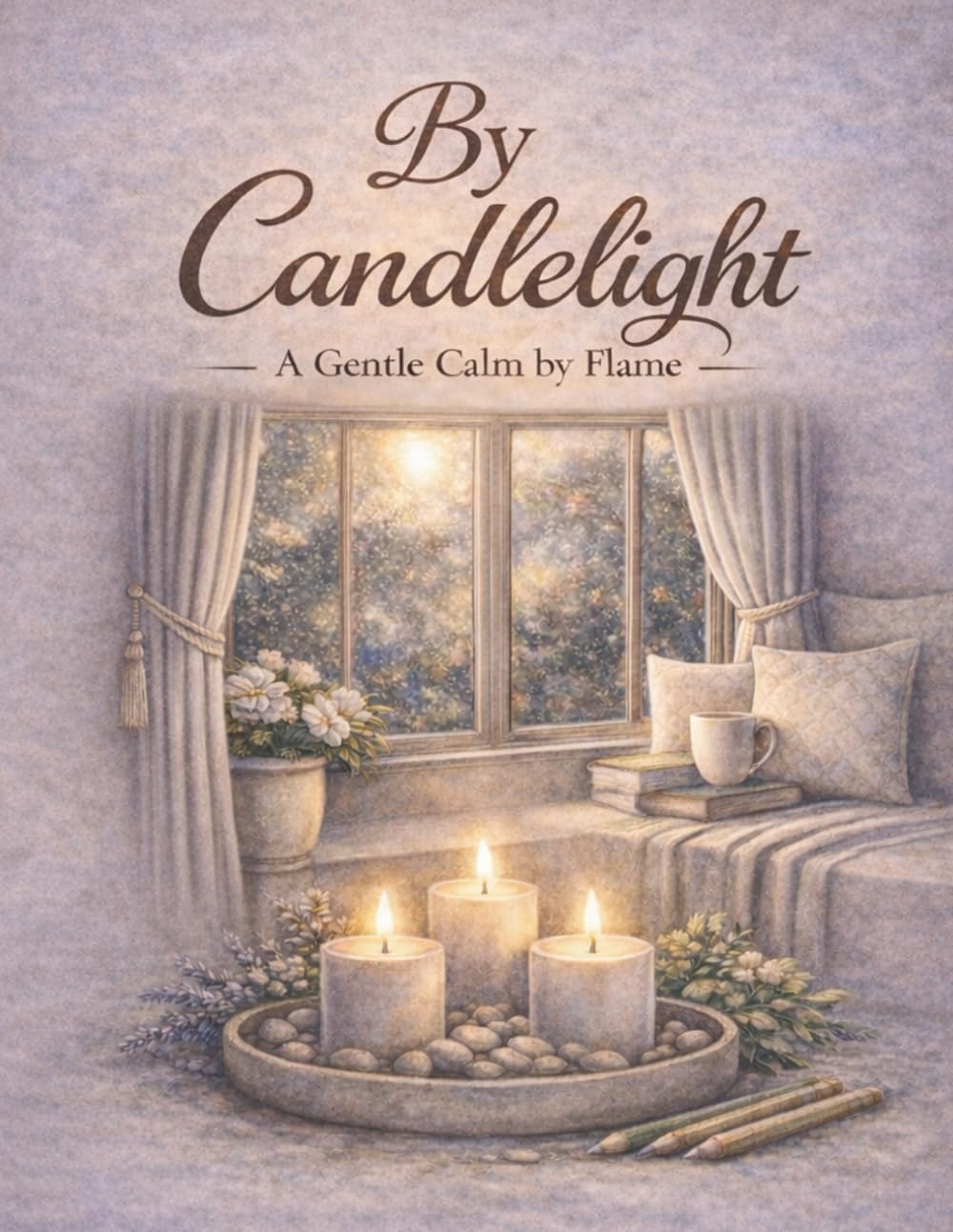 By Candlelight: A Gentle Calm by Flame (The Moon Lily Desk Calm Coloring Collection: Mindfulness Coloring Books for Stress Relief, Relaxation, & Mental Reset)