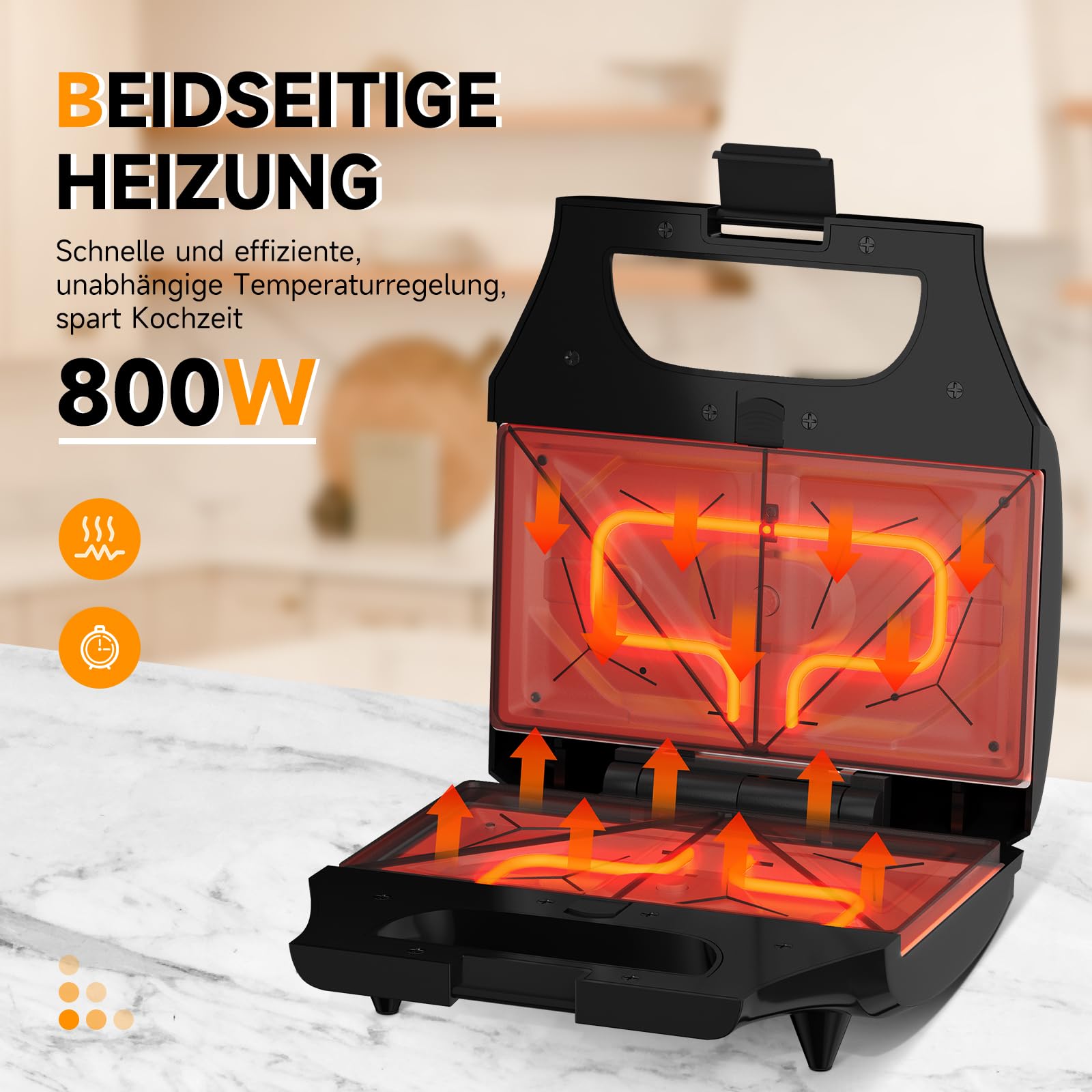 3-in-1 Sandwich Waffel Maker Multifunktional - 750W Mit Abnehmbaren Platten