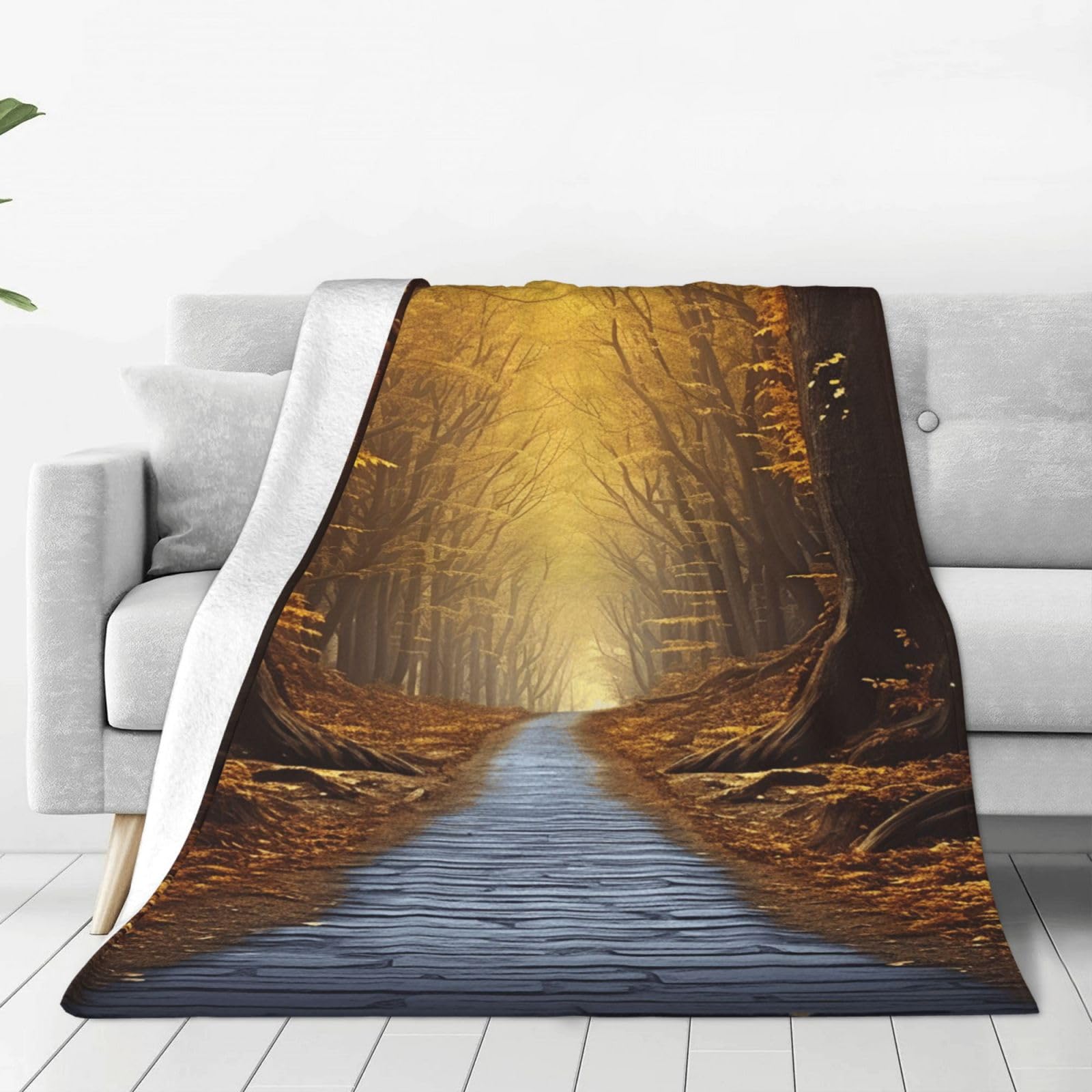 Pathway Throw Blanket for Couch, Plush Fuzzy Soft Flannel Blankets and Throws for Sofa, 80"x60" Bed Blankets for Travel Camping Chair, All Season Warm Fleece Blanket