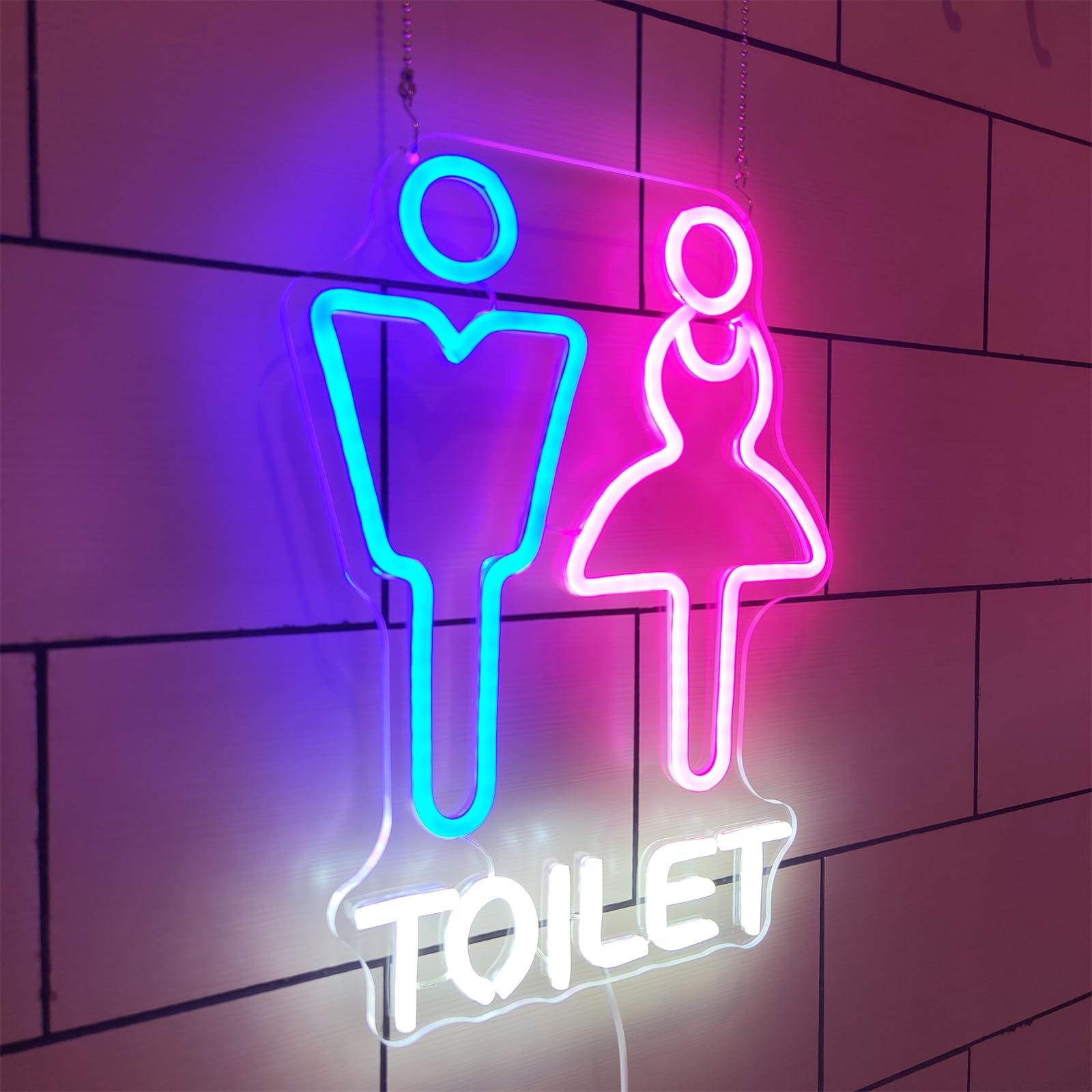 Amazon.co.jp: 興味深い男性の左と女性の右のトイレのネオンライト、3 