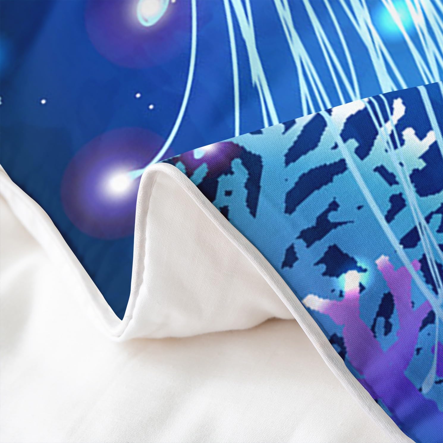 Loussiesd Set copripiumino in 100% cotone, motivo: meduse, per letto super king size, oceano, mare, creatura subacquea e mondo sottomarino, set di biancheria da letto per camera da letto, vita marina,