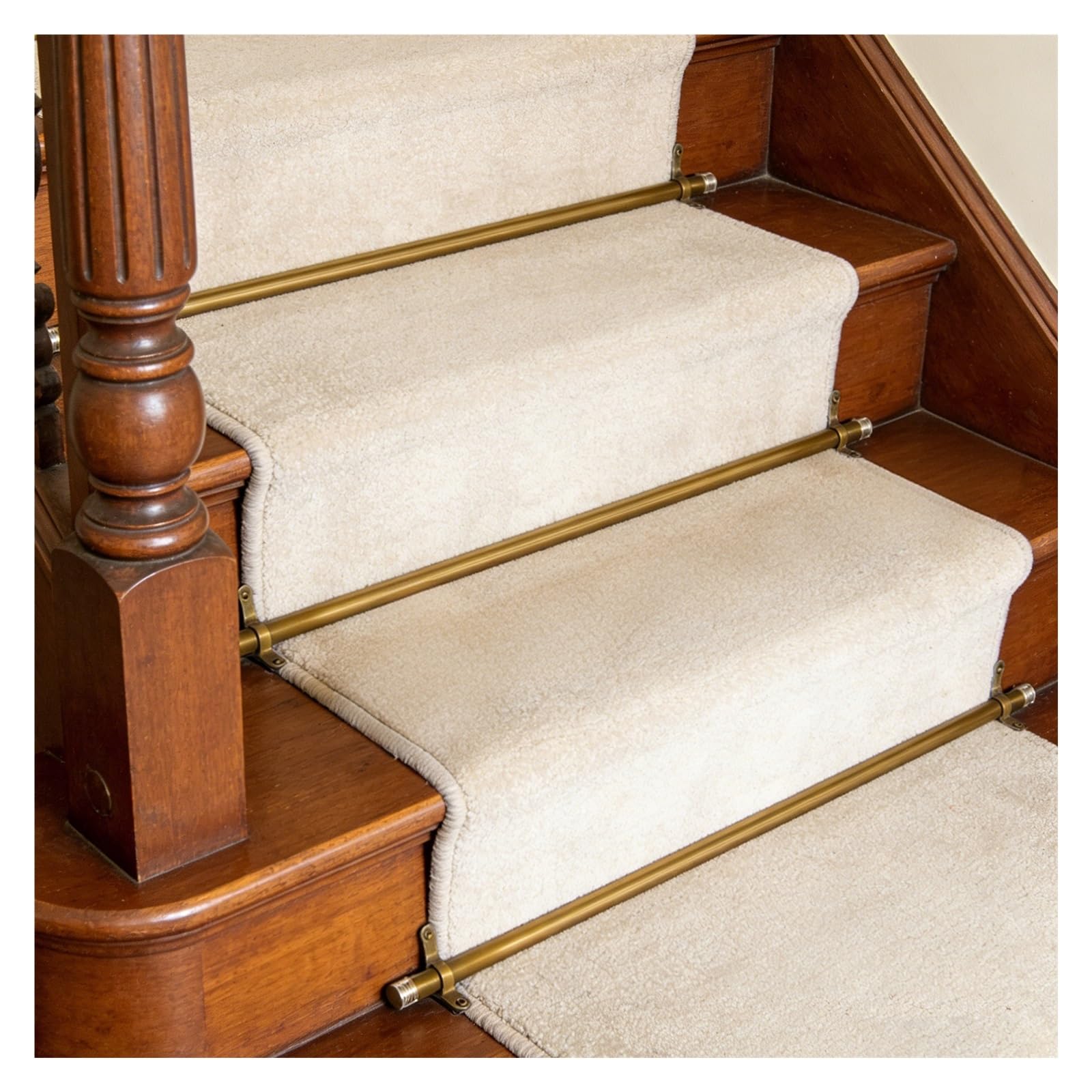 Genérico Juego de 16 Soportes de latón para Varillas de alfombras de Escalera, 107 cm (42 Pulgadas) - Varillas de fijación de alfombras duraderas para Uso doméstico y co