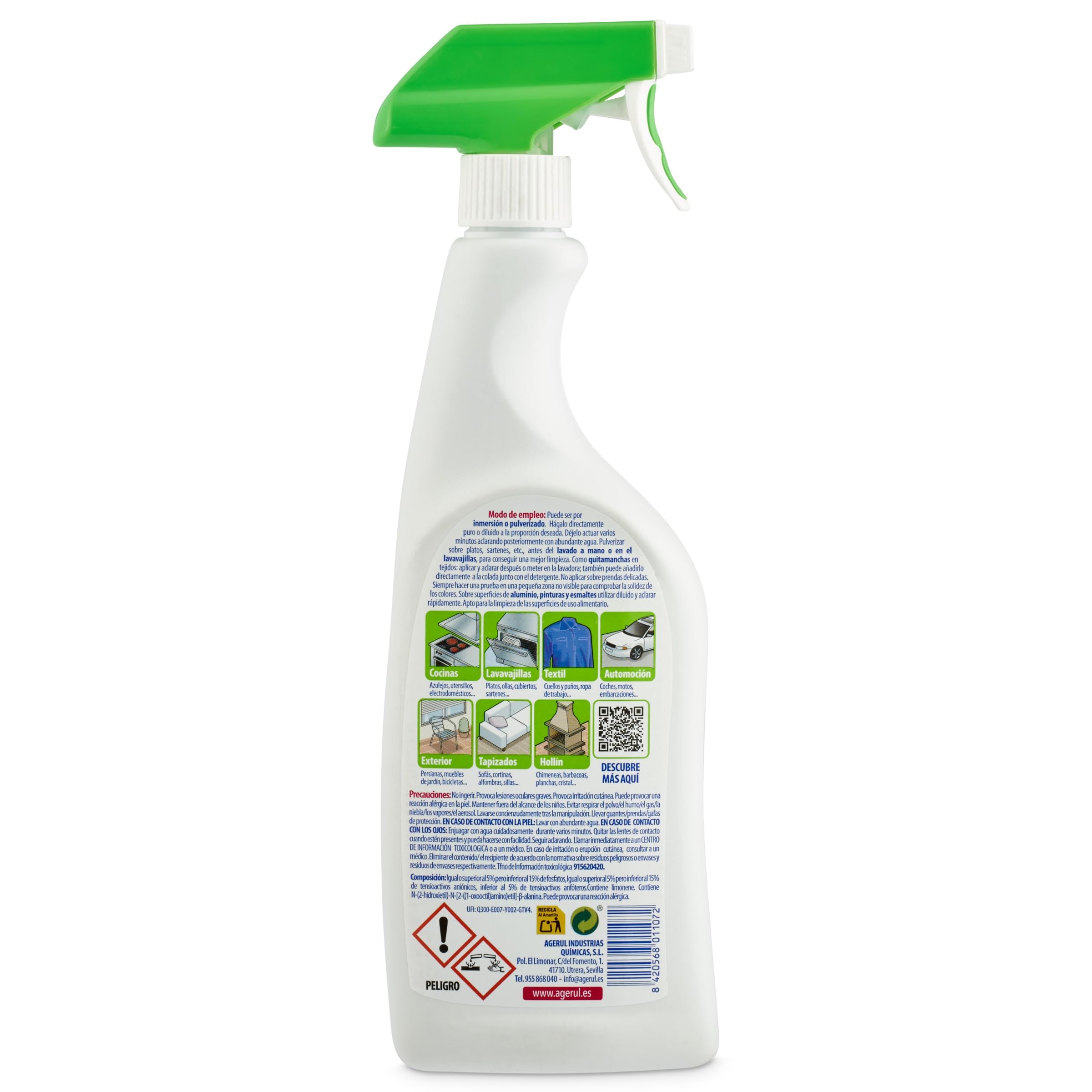Agerul Quitagrasas Concentrado con Pulverizador, 750ml