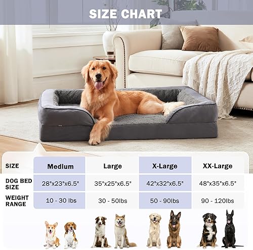 Miniatura 7 de INVENHO Cama ortopédica grande para perro, lavable e impermeable, cama de espuma para perros con funda extraíble lavable, forro impermeable y parte